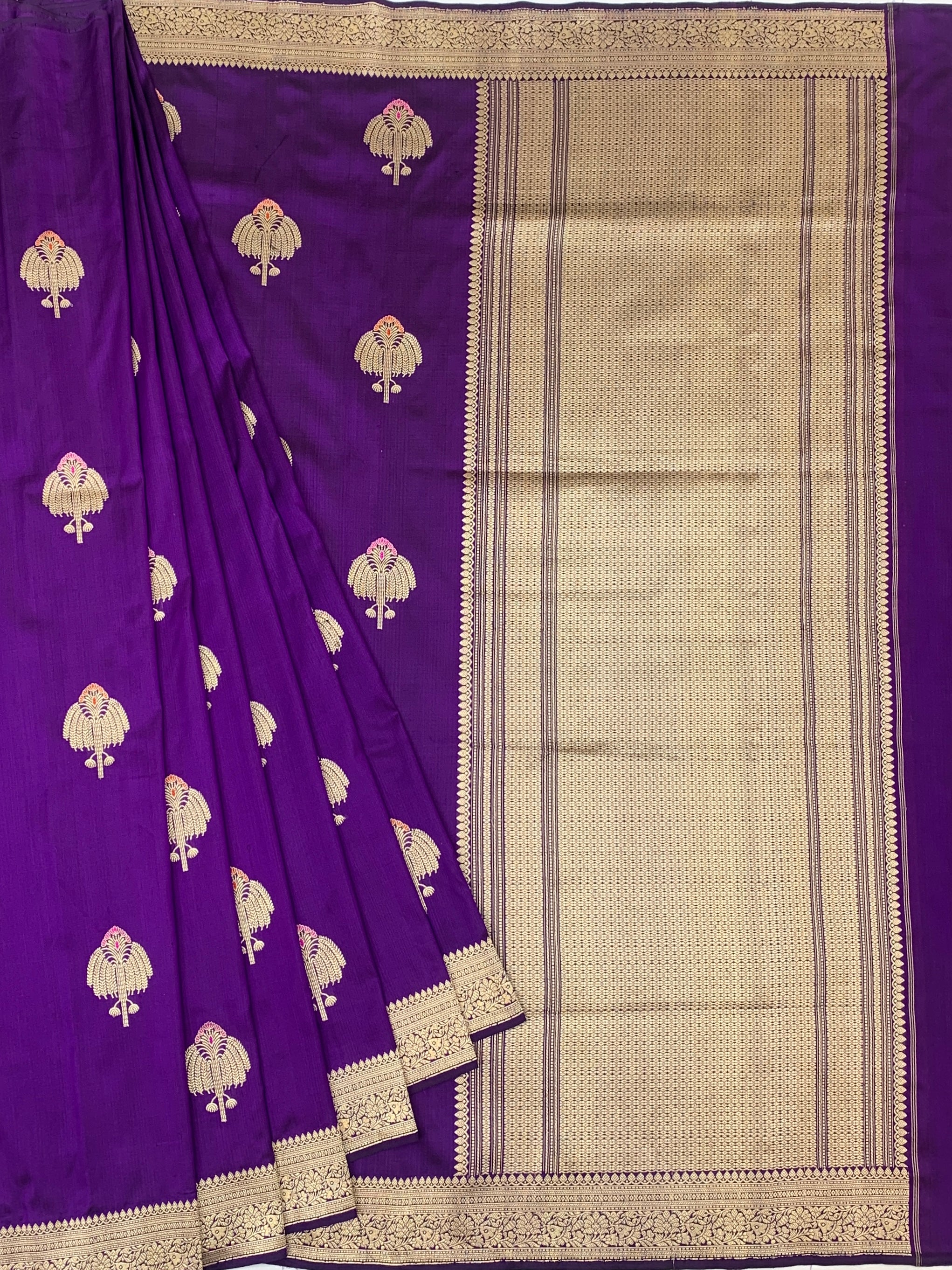 Royal Purple Banarasi Silk Saree with Meenakari Tree-of-Life Motifs