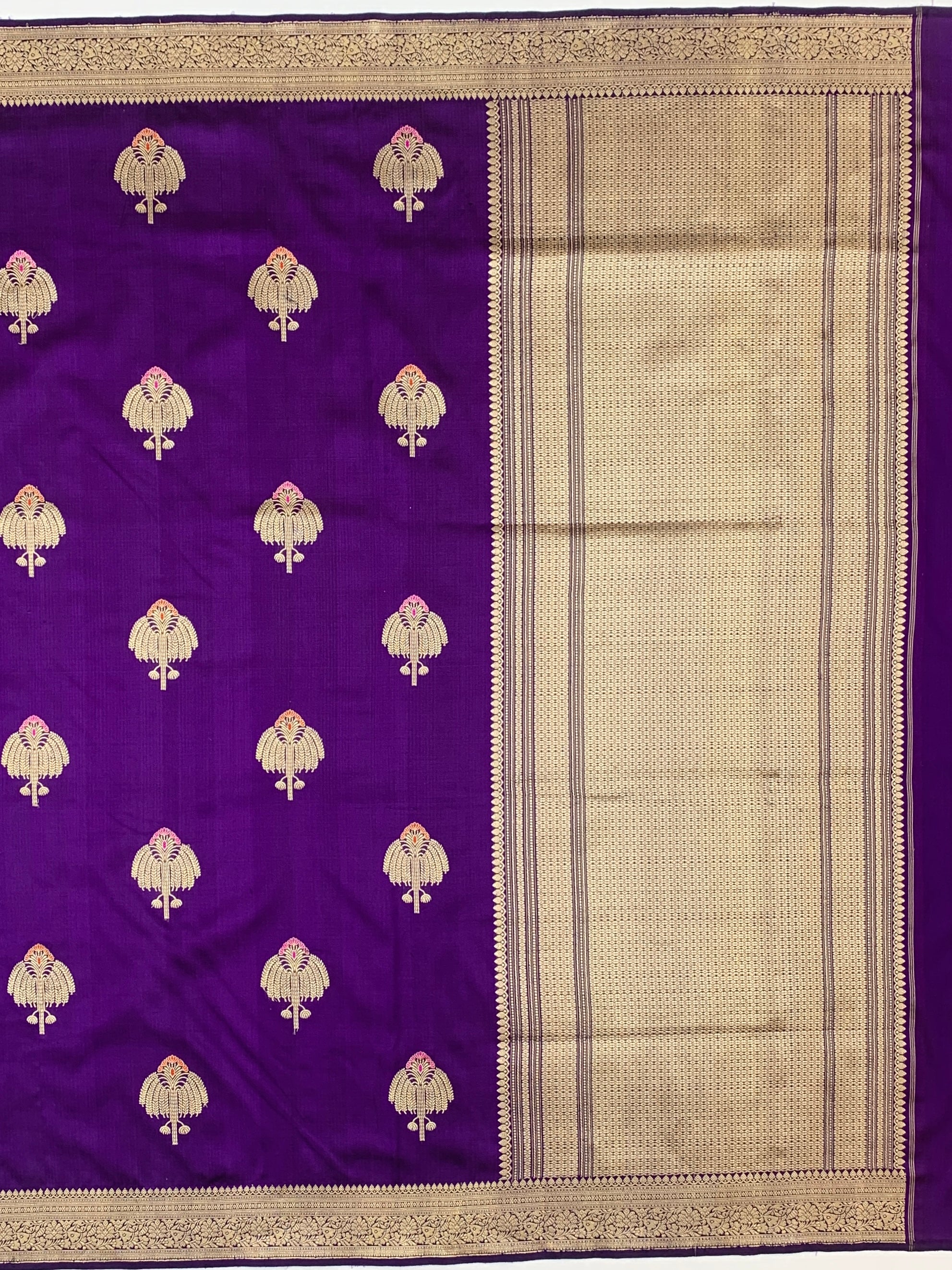 Royal Purple Banarasi Silk Saree with Meenakari Tree-of-Life Motifs
