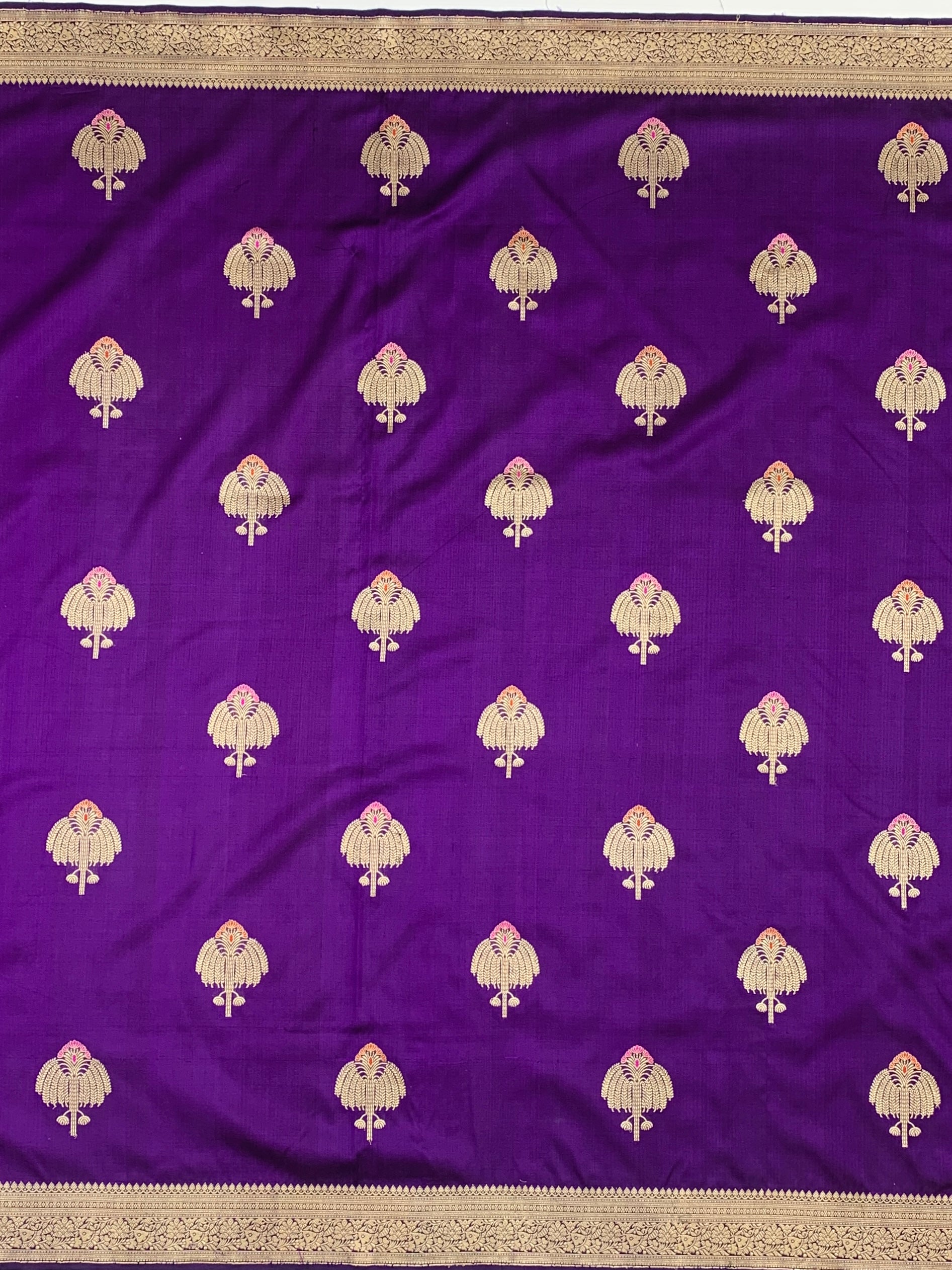 Royal Purple Banarasi Silk Saree with Meenakari Tree-of-Life Motifs