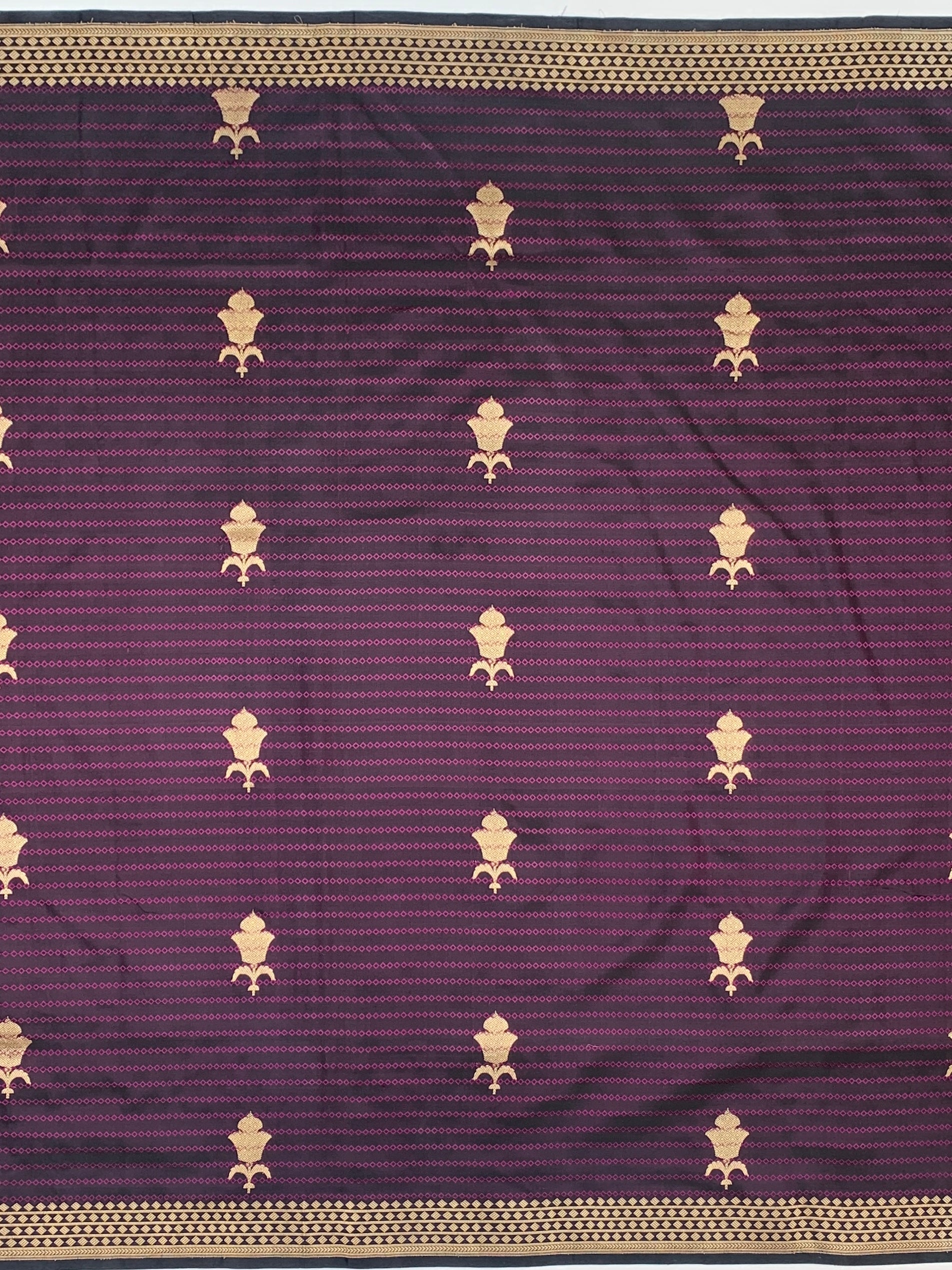Imperial Aubergine Banarasi Silk Saree with Geometric Diamond Pallu