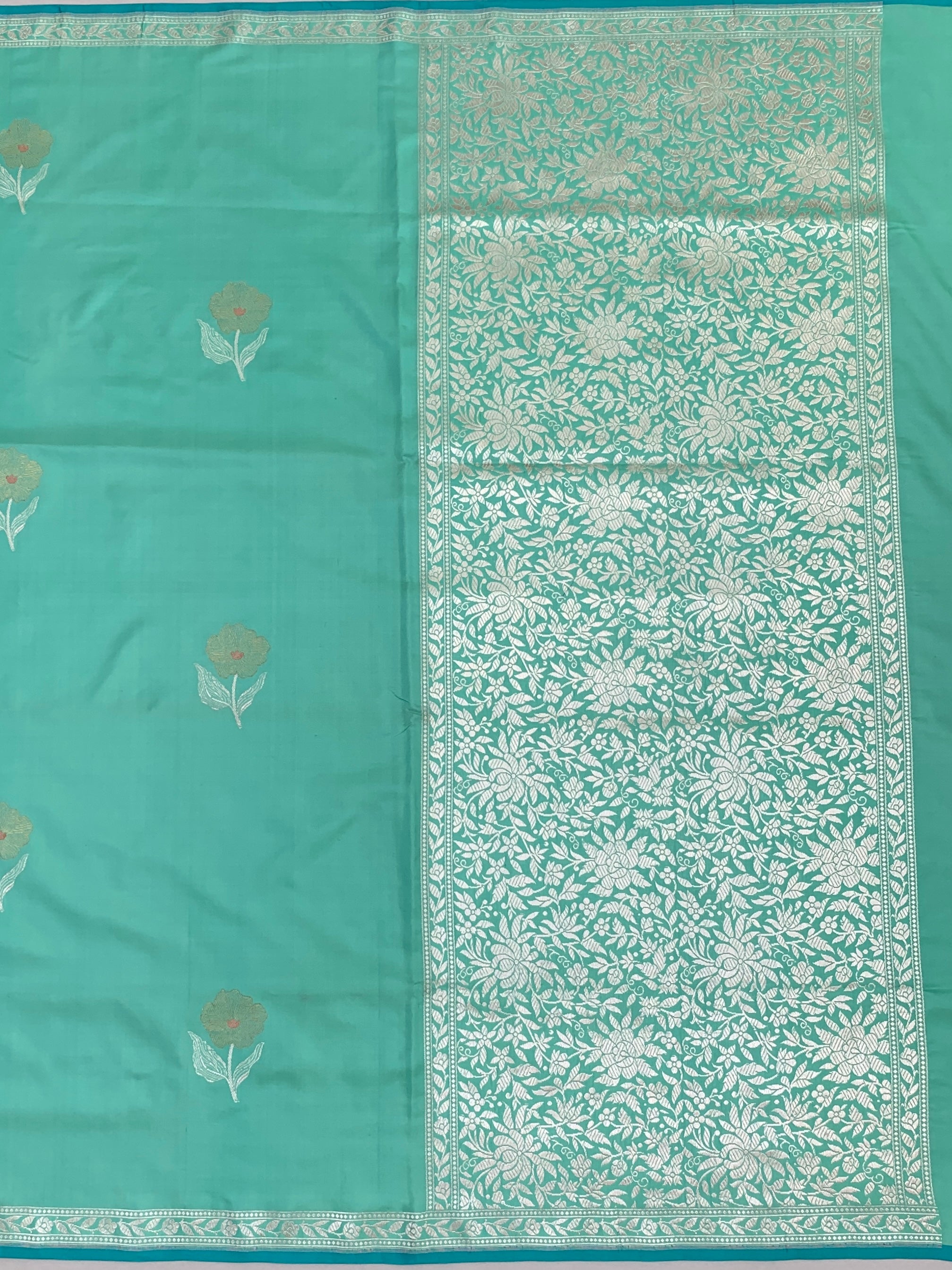Handwoven Seafoam Green Banarasi Silk Saree