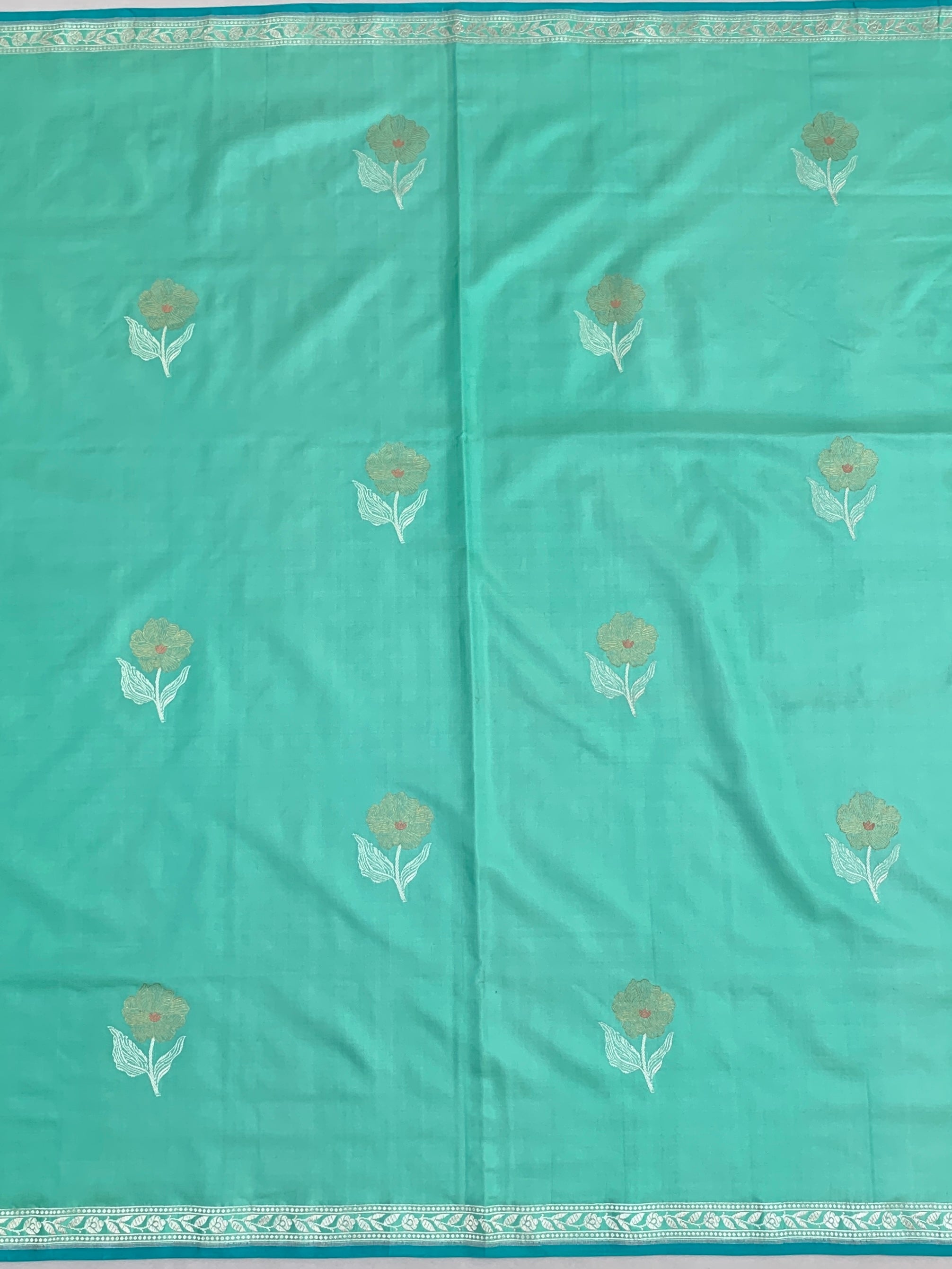 Handwoven Seafoam Green Banarasi Silk Saree