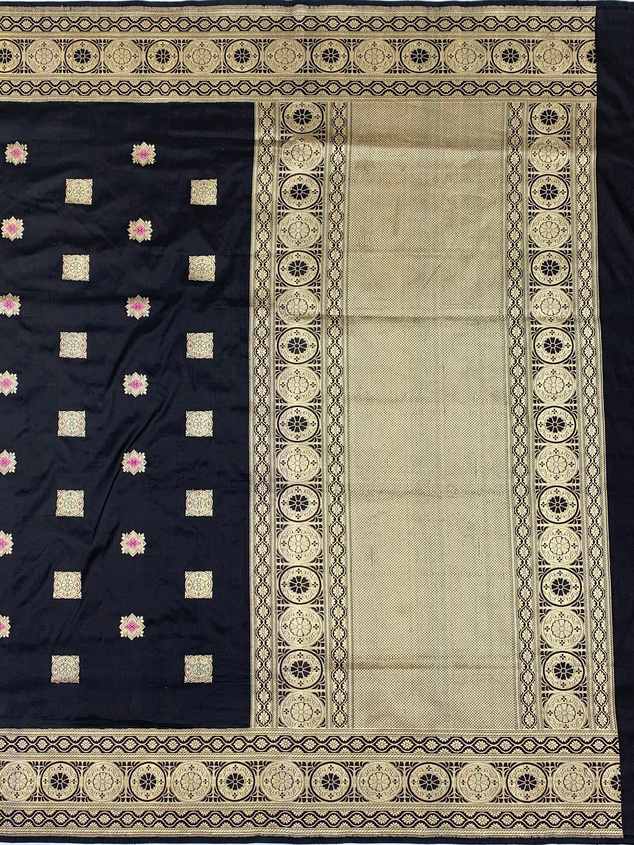 Midnight Black Handwoven Banarasi Silk Saree