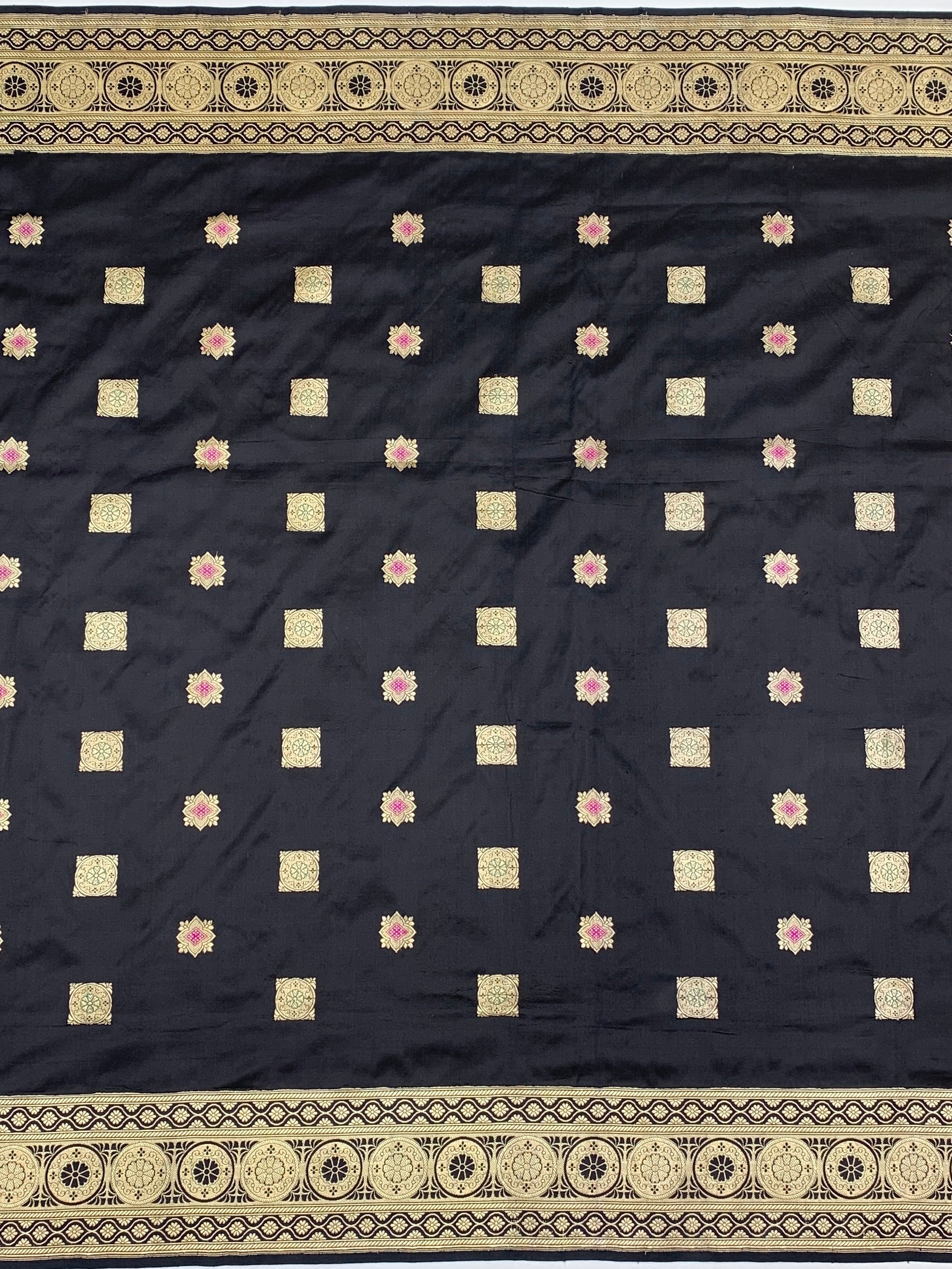 Midnight Black Handwoven Banarasi Silk Saree