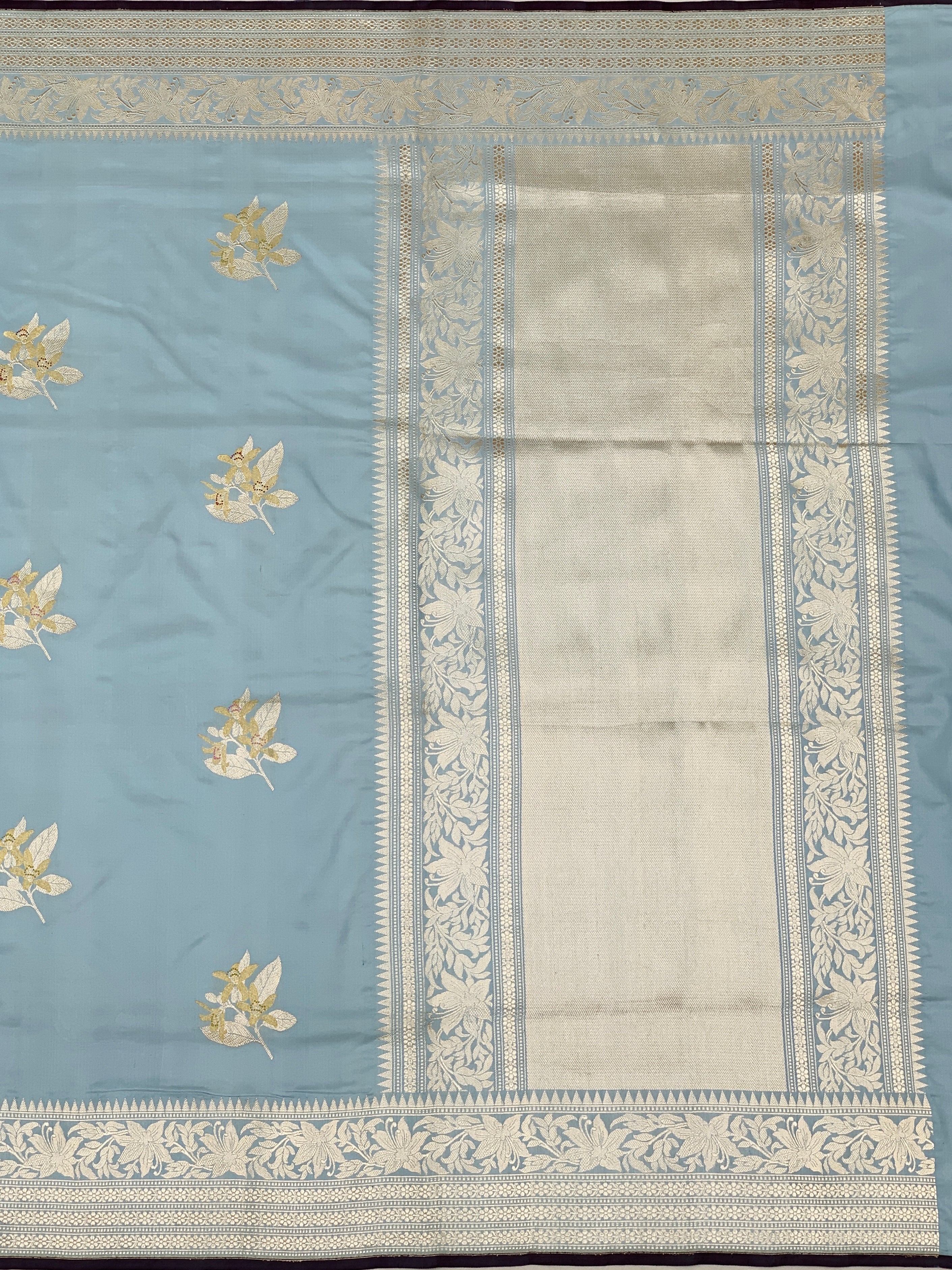 Handwoven Powder Blue Banarasi Silk Saree
