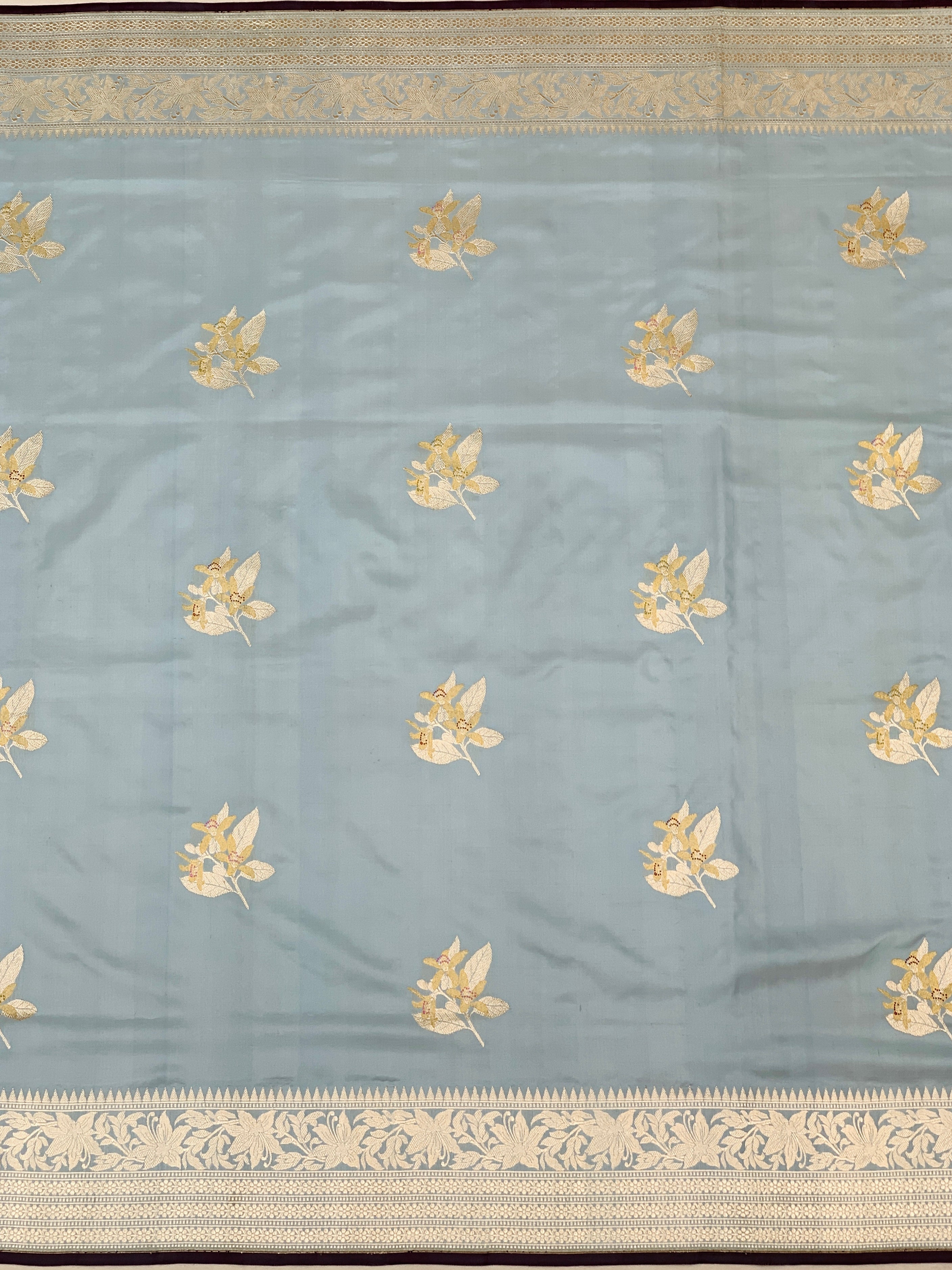 Handwoven Powder Blue Banarasi Silk Saree