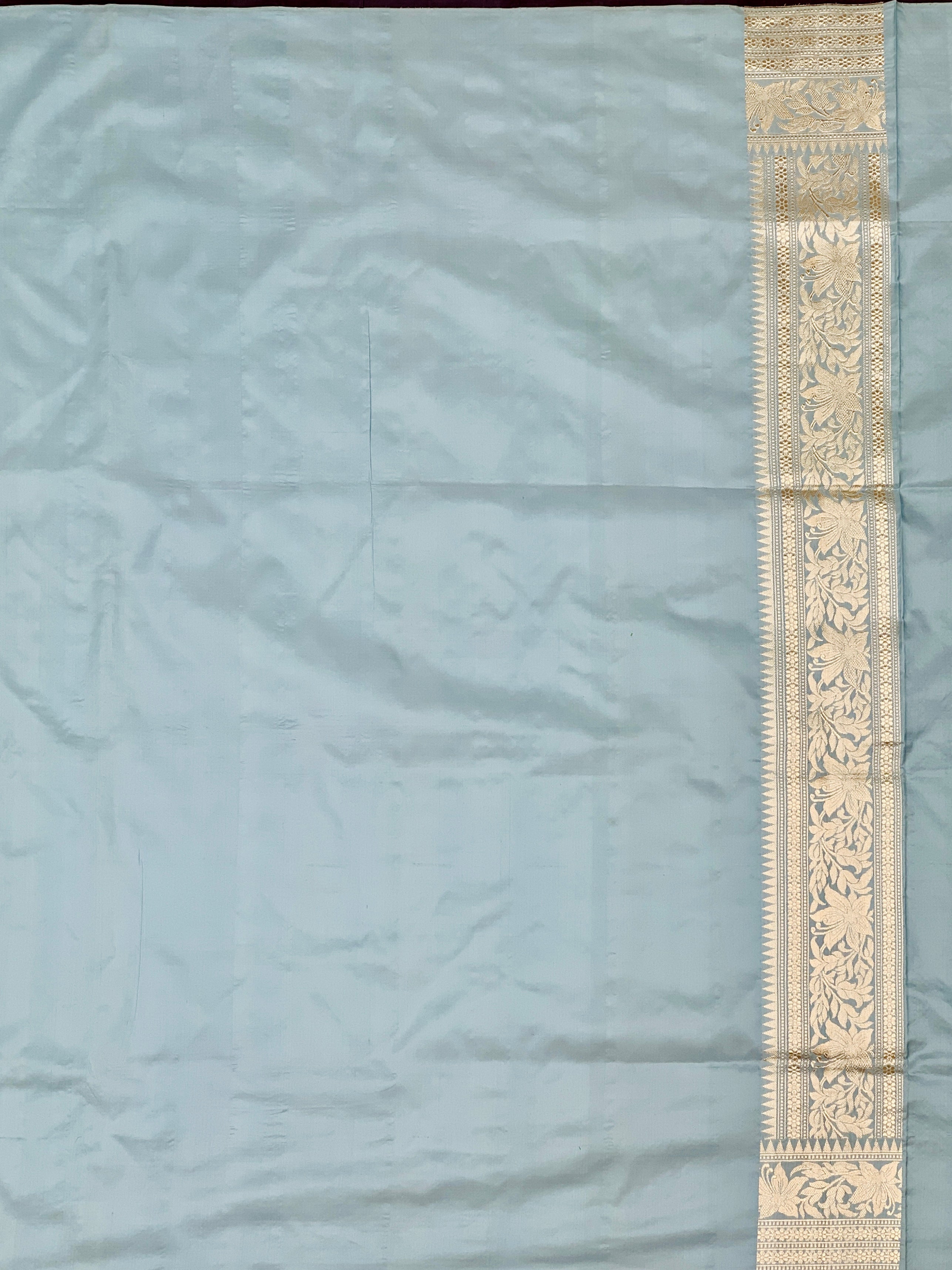 Handwoven Powder Blue Banarasi Silk Saree