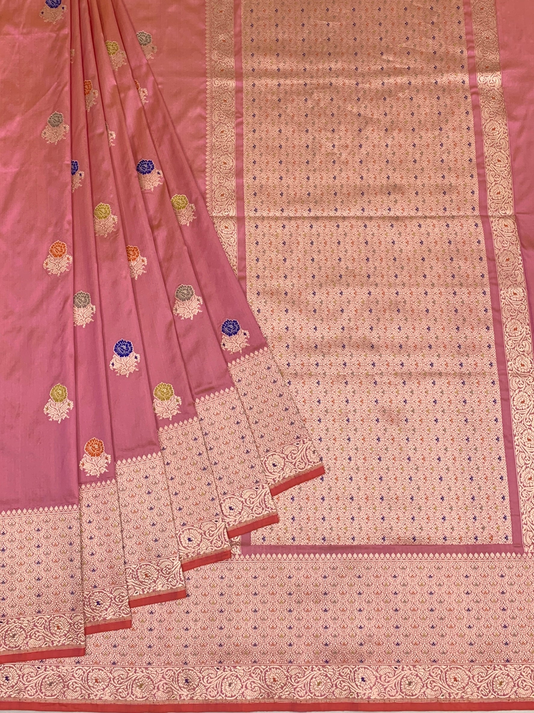 Exquisite Rose Pink Banarasi Silk Saree