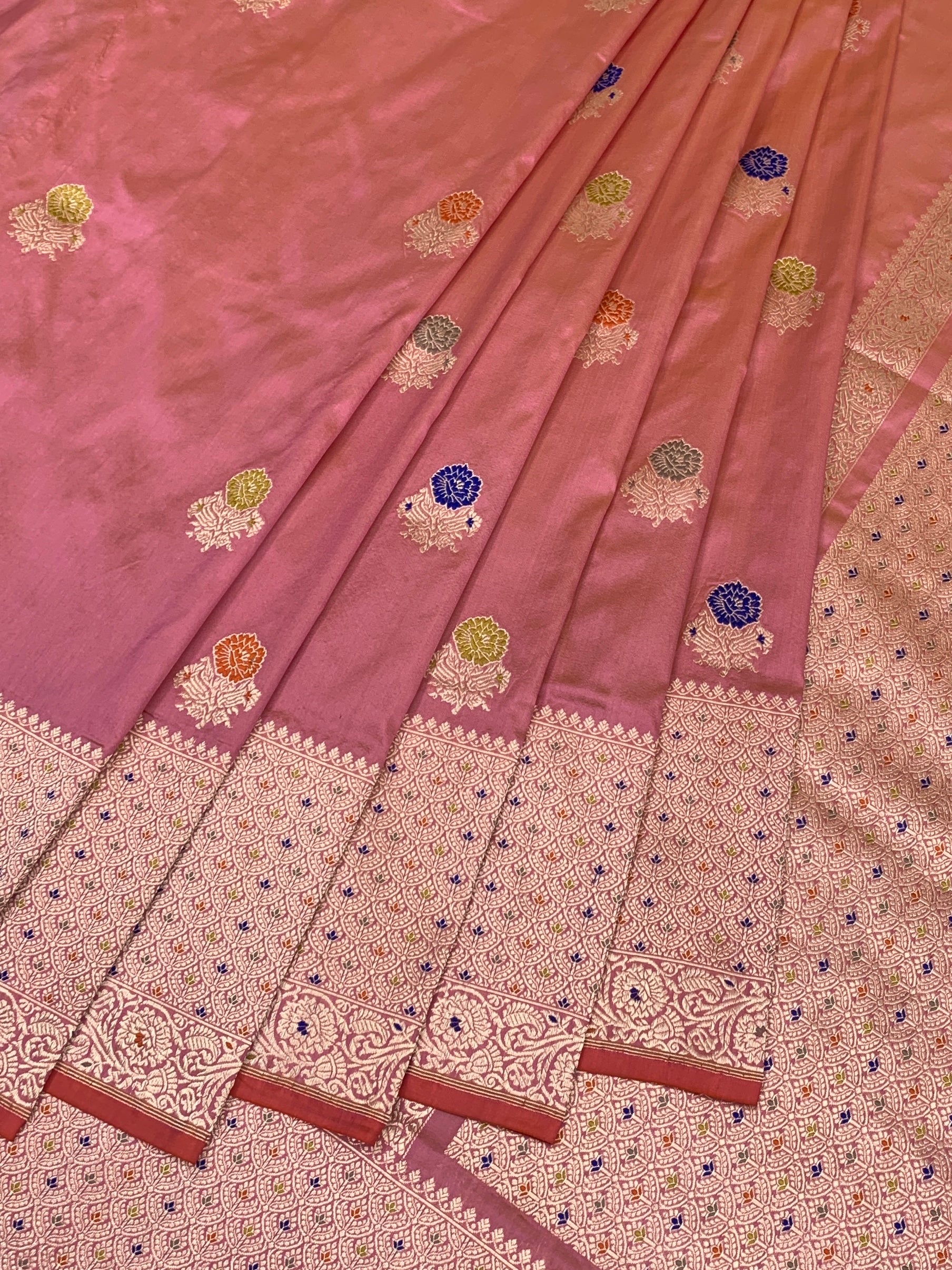 Exquisite Rose Pink Banarasi Silk Saree