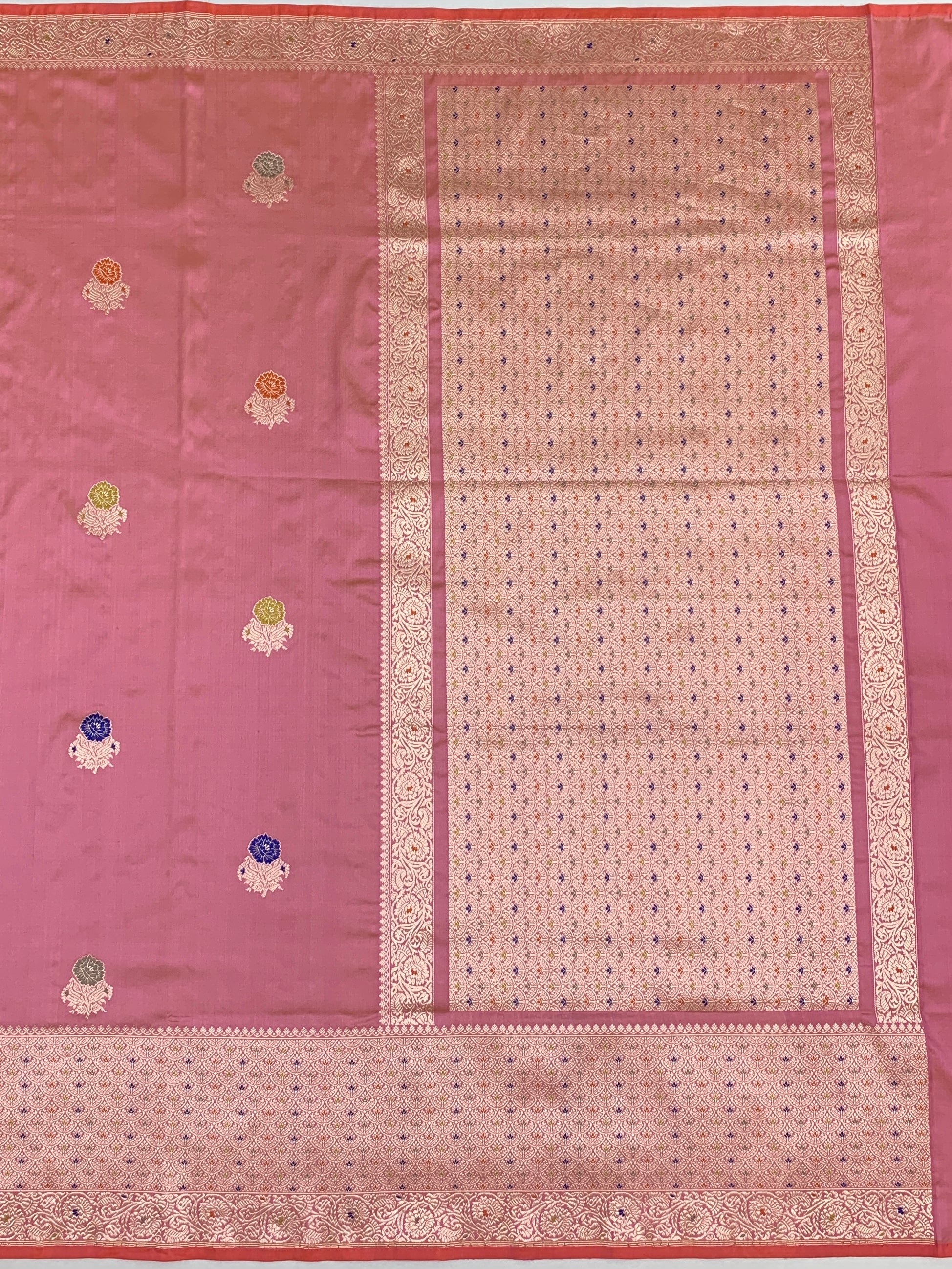 Exquisite Rose Pink Banarasi Silk Saree