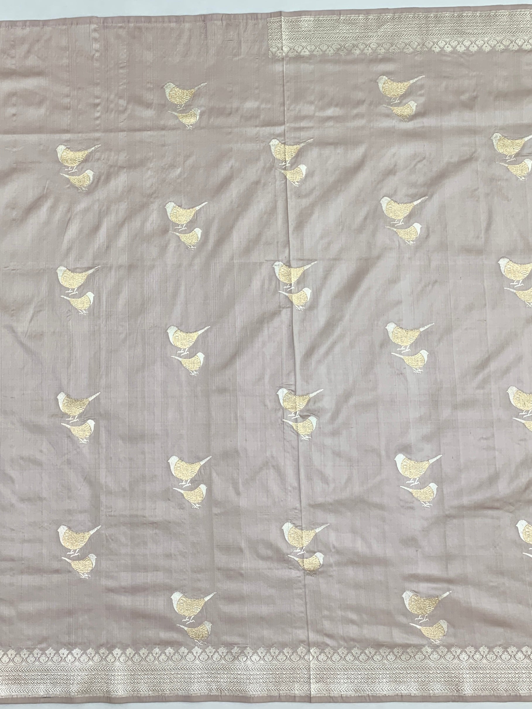 Ethereal Mauve Banarasi Silk Saree with Zari Bird Motifs