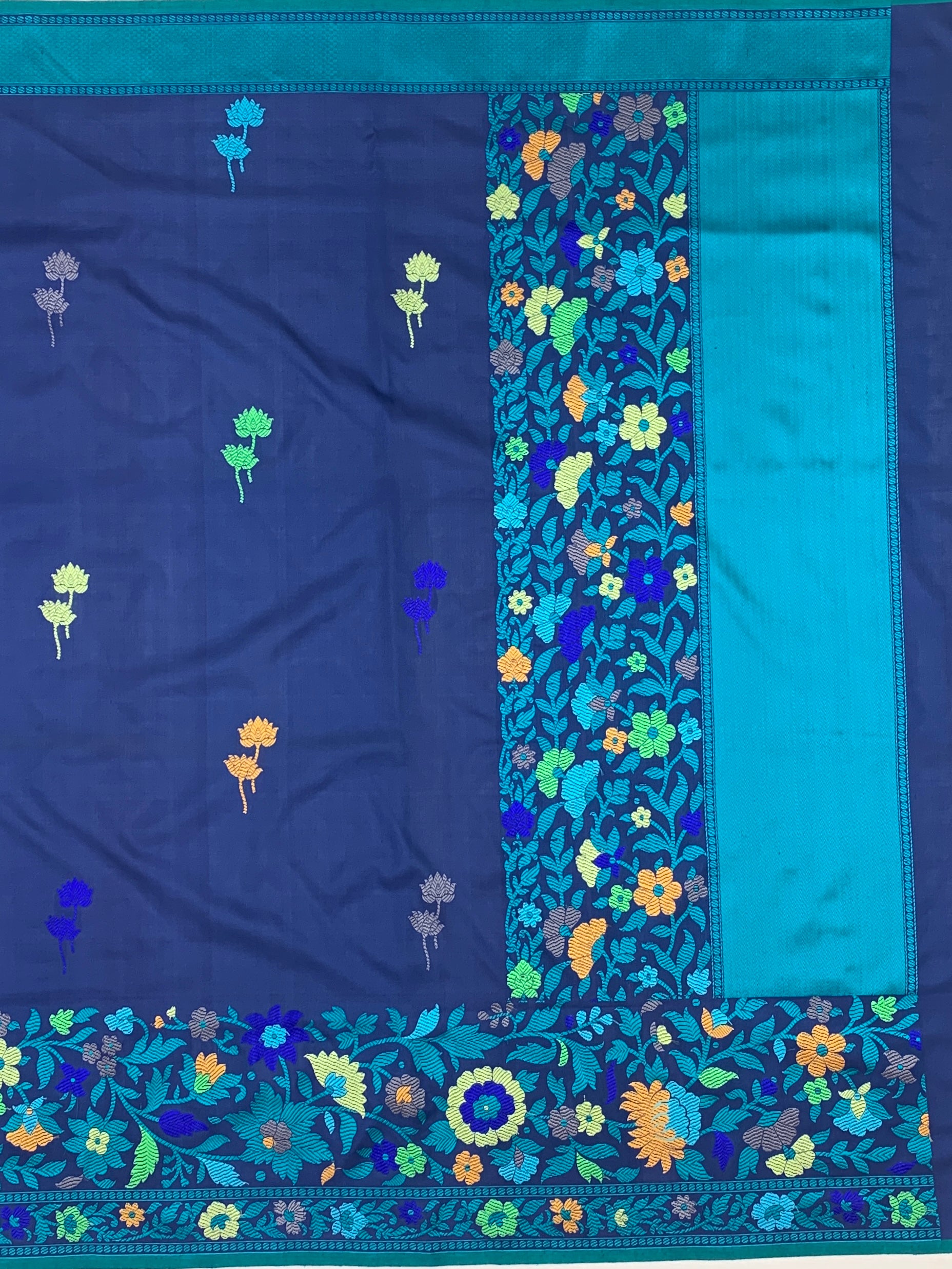 Radiance in Blue : Handwoven Banarasi Silk Saree