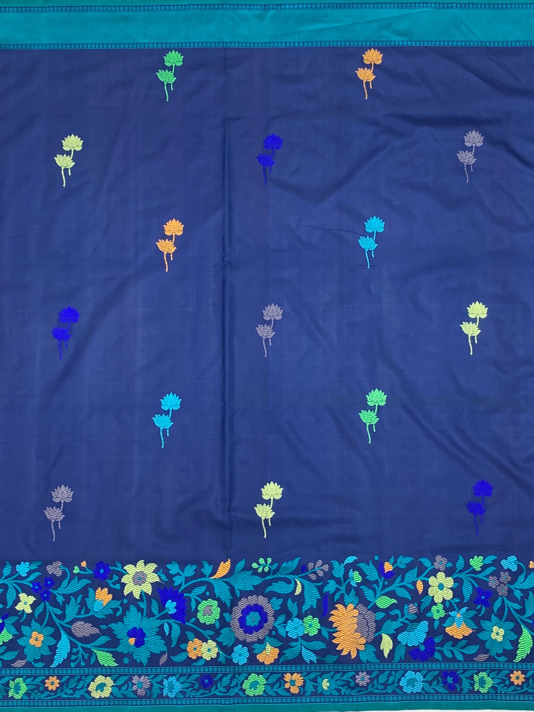 Radiance in Blue : Handwoven Banarasi Silk Saree