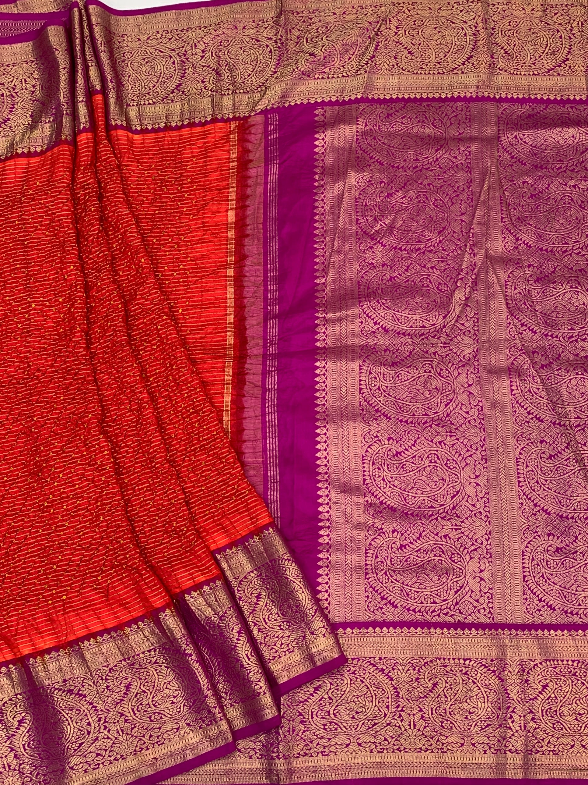Kanjeevaram Silk Tie-Dye Bandhani Saree