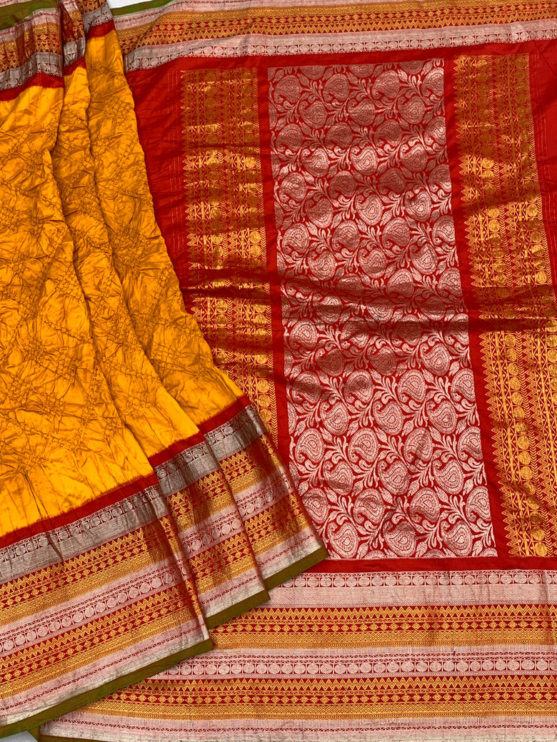 Kanjeevaram Silk Tie-Dye Bandhani Saree