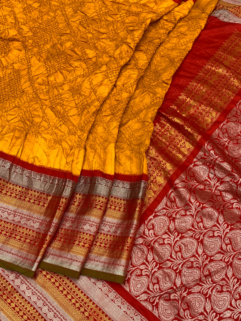 Kanjeevaram Silk Tie-Dye Bandhani Saree