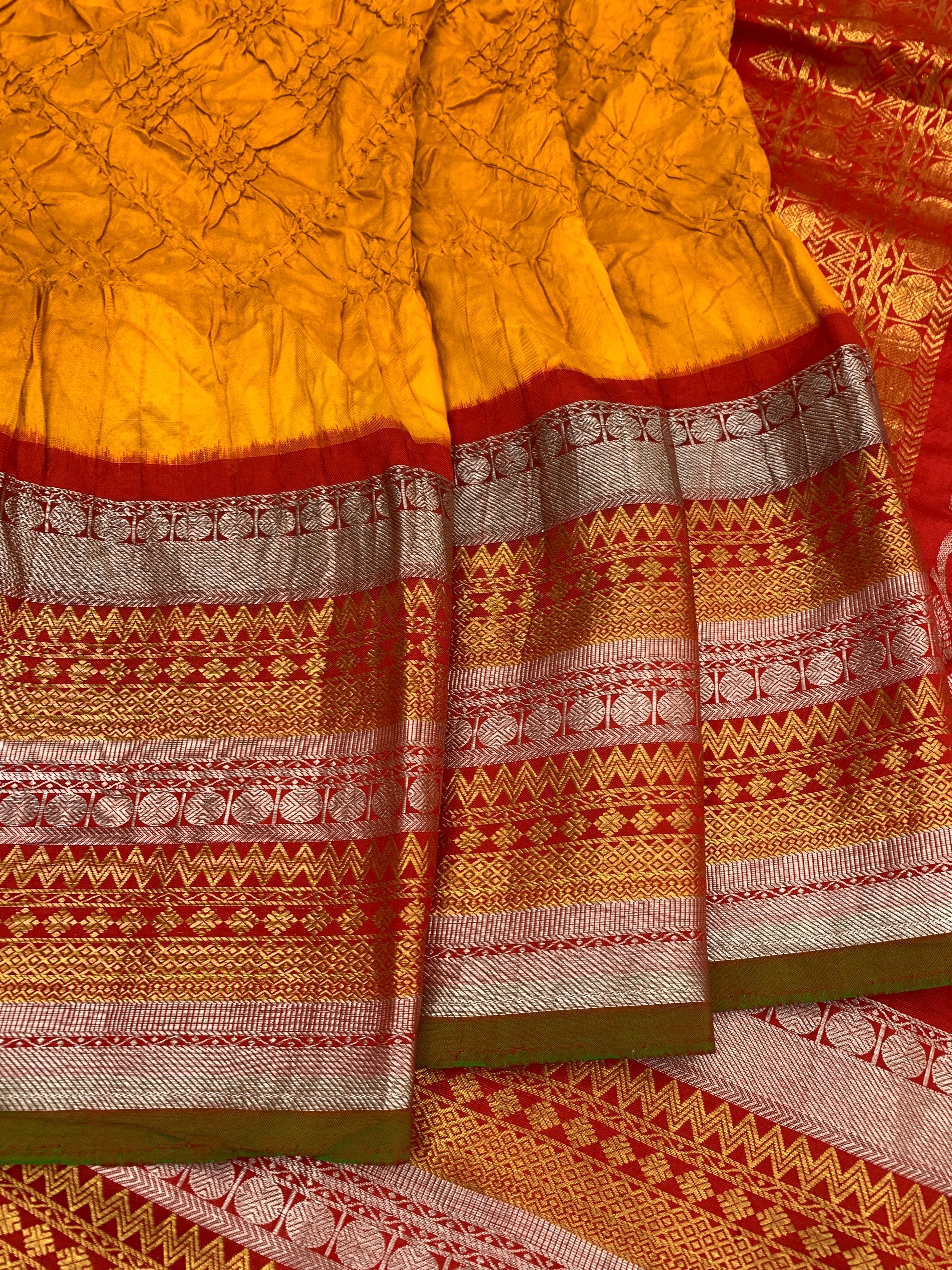 Kanjeevaram Silk Tie-Dye Bandhani Saree