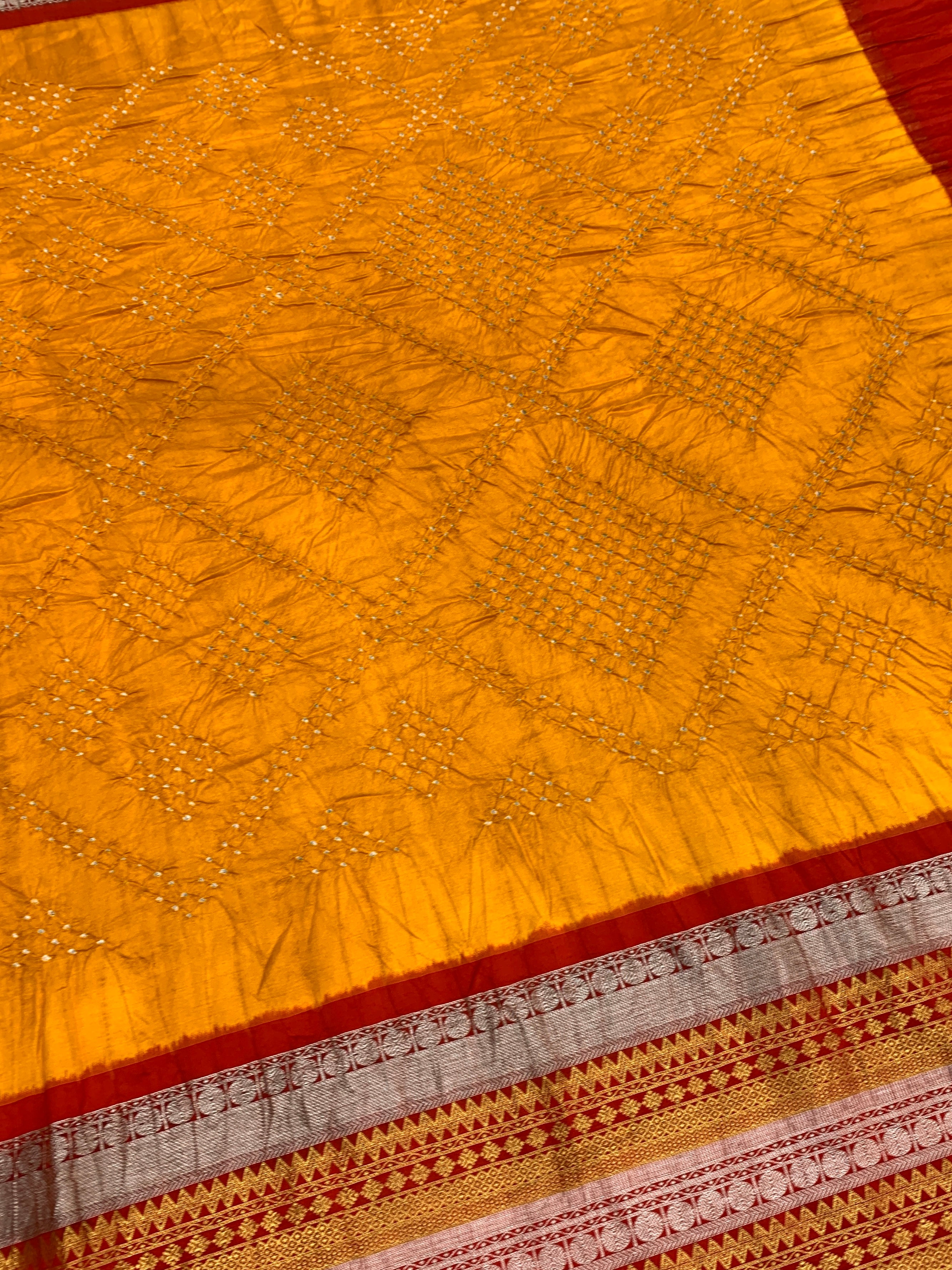 Kanjeevaram Silk Tie-Dye Bandhani Saree