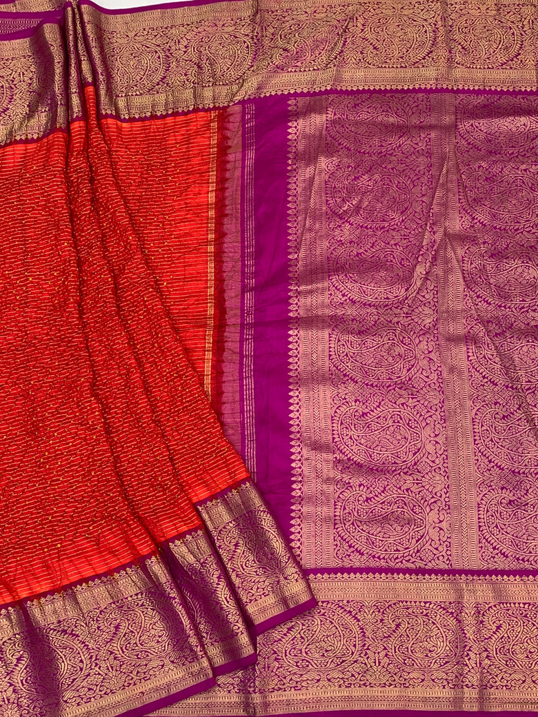 Kanjeevaram Silk Tie-Dye Bandhani Saree
