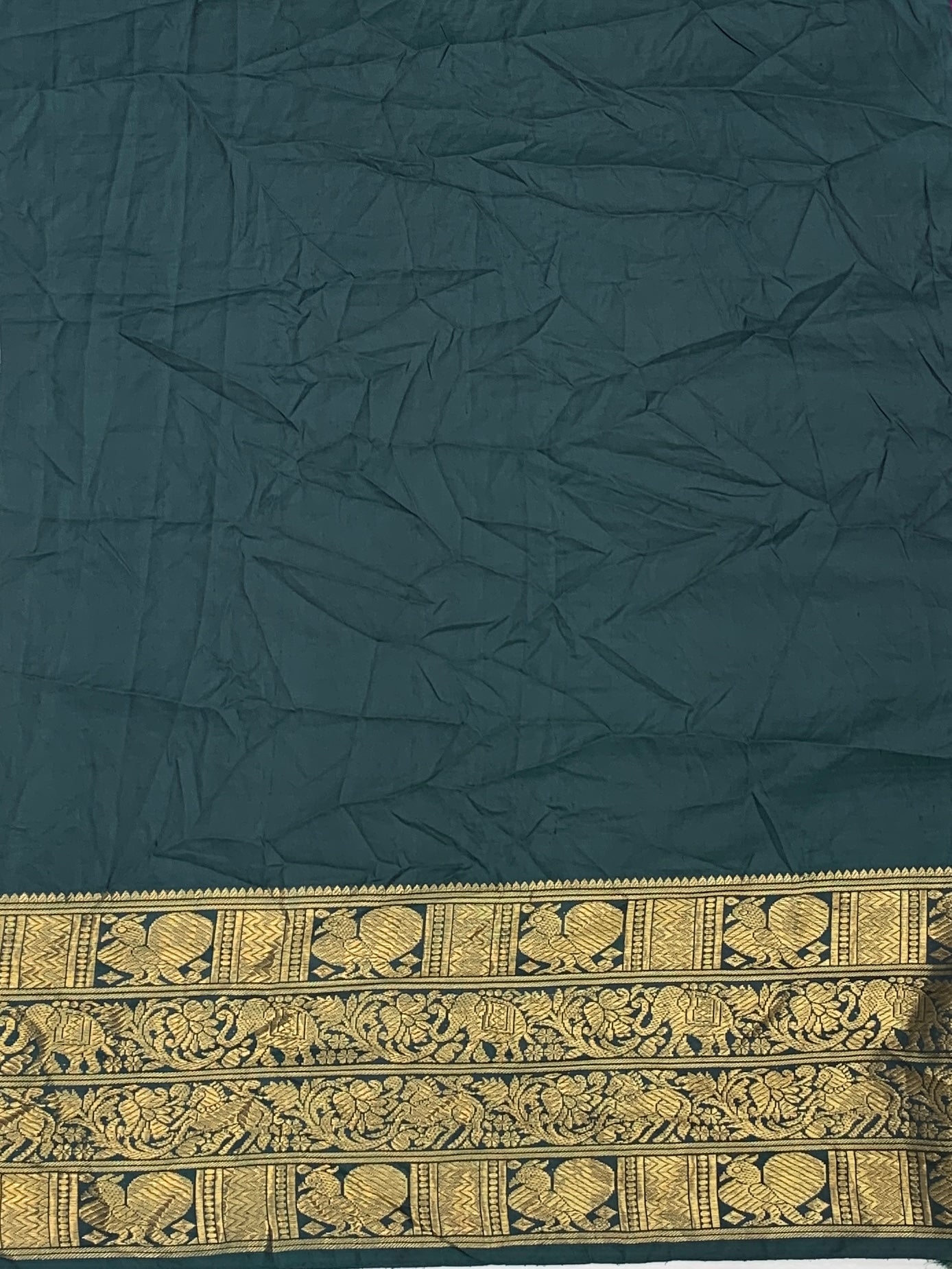 Rani Pink & Bottle Green Kanjeevaram Silk Bandhani Saree