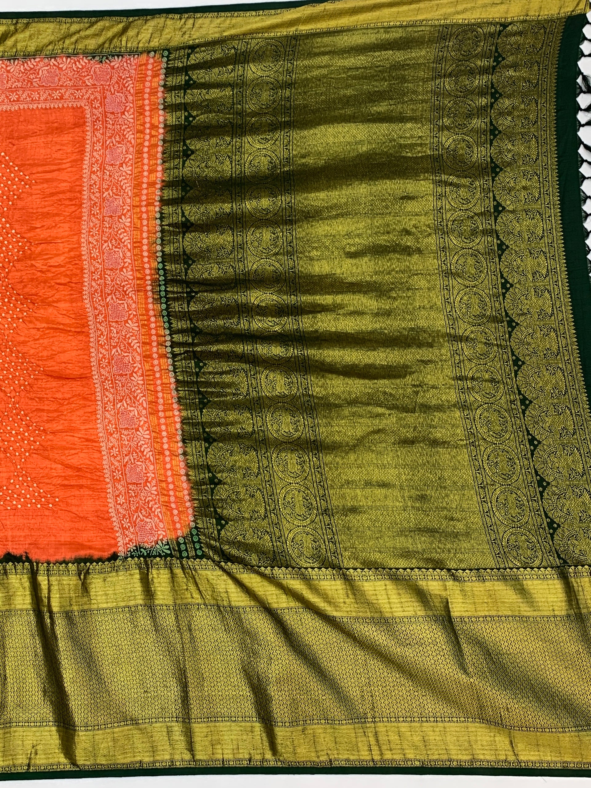 Chikan Kari & Kanjeevaram Fusion: Hand-Tied Bandhani Silk Saree