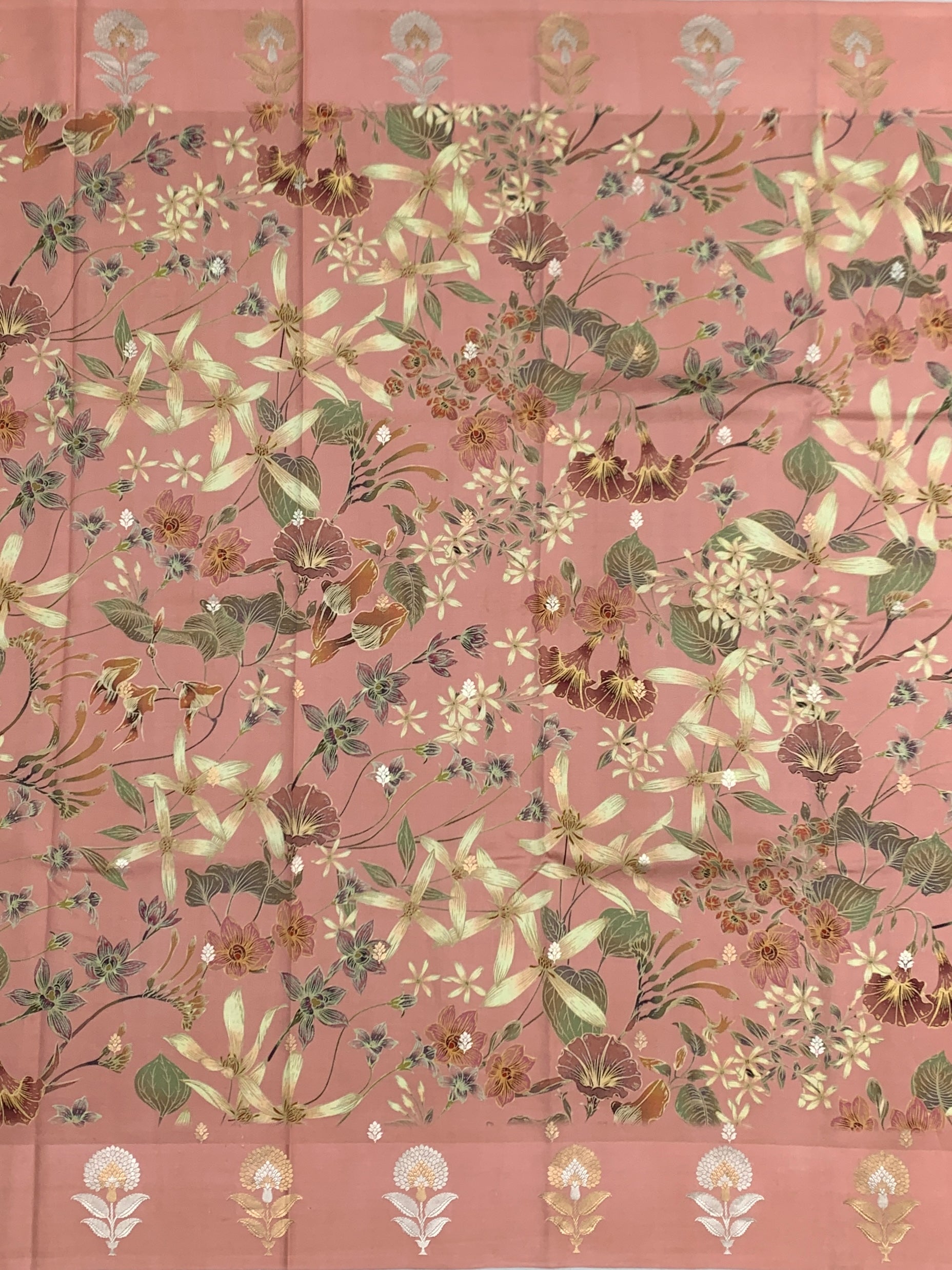 Printed Raw Mango  Silk Saree in Peach