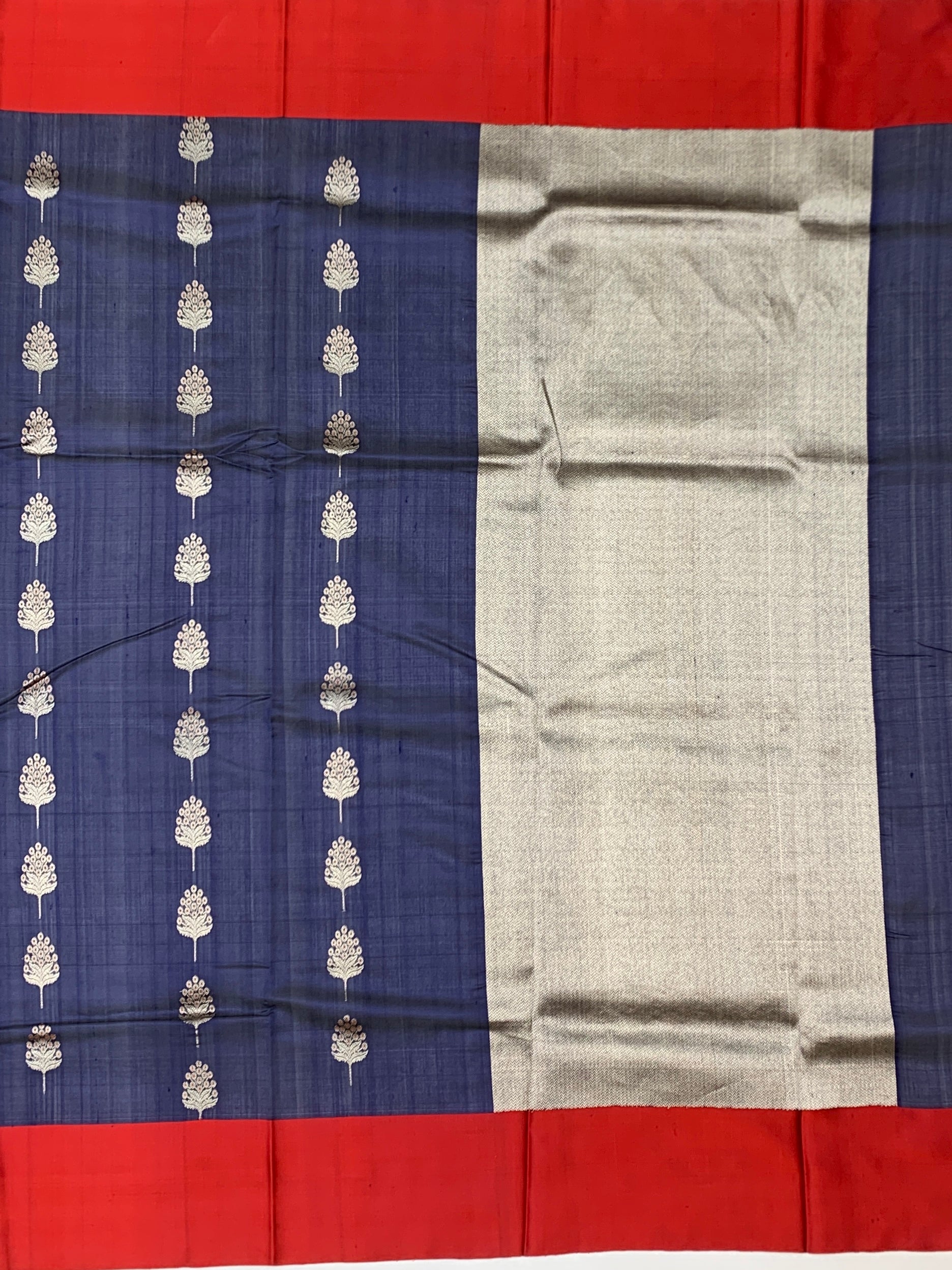 Royal Navy & Crimson Chanderi Silk Saree