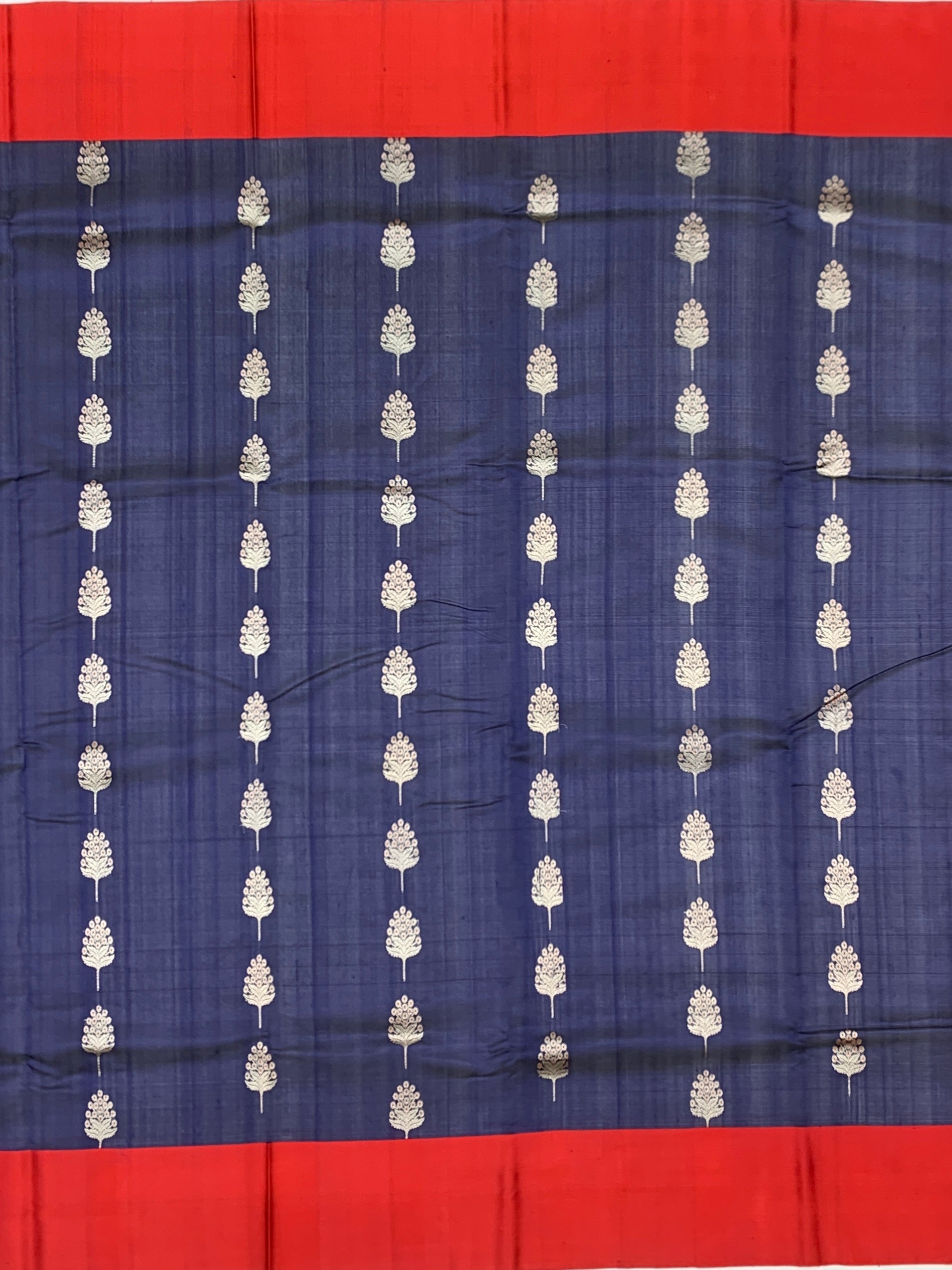 Royal Navy & Crimson Chanderi Silk Saree