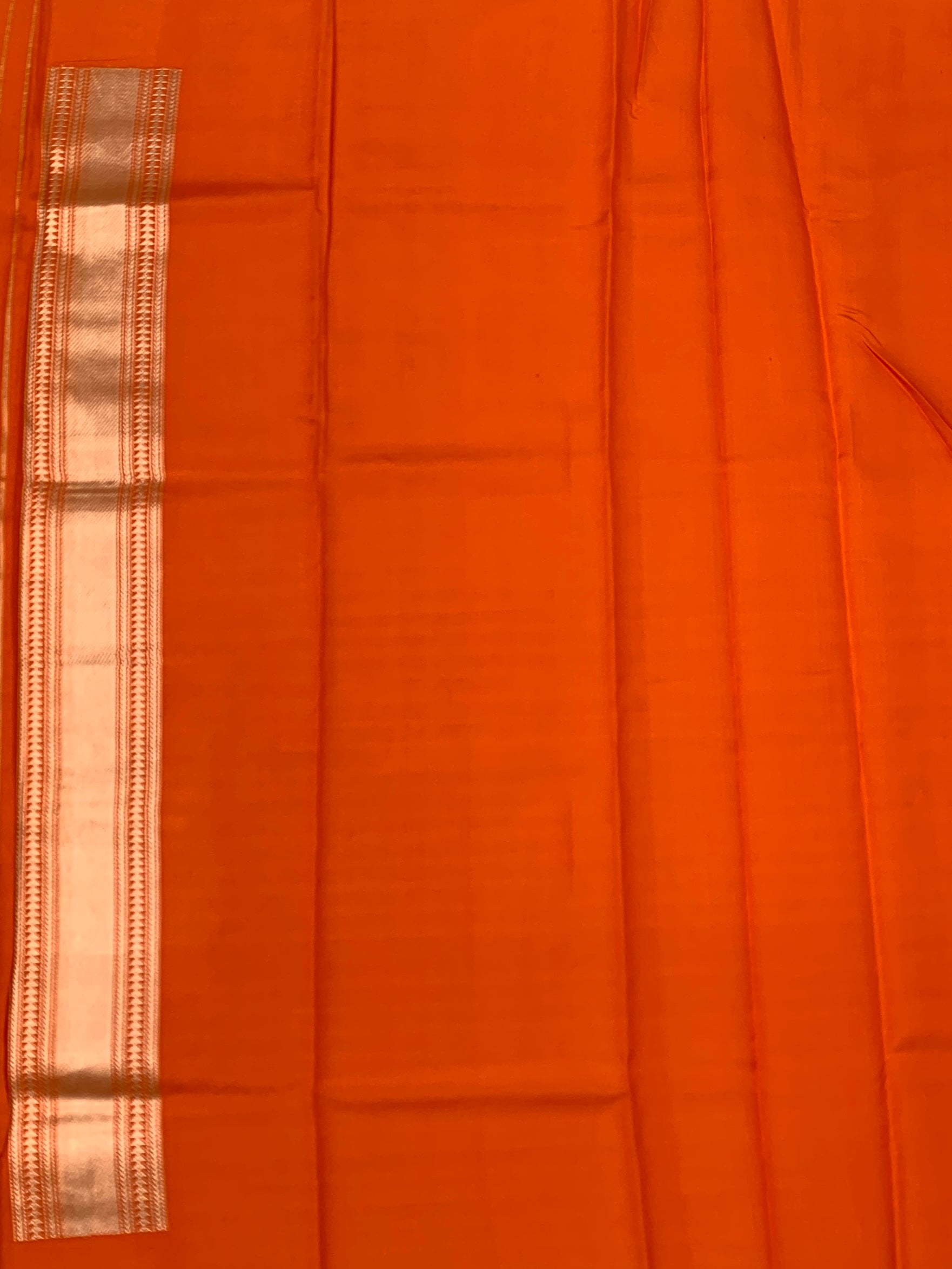 Vibrant Tangerine Orange Chanderi Silk Saree with Zari Floral Motifs
