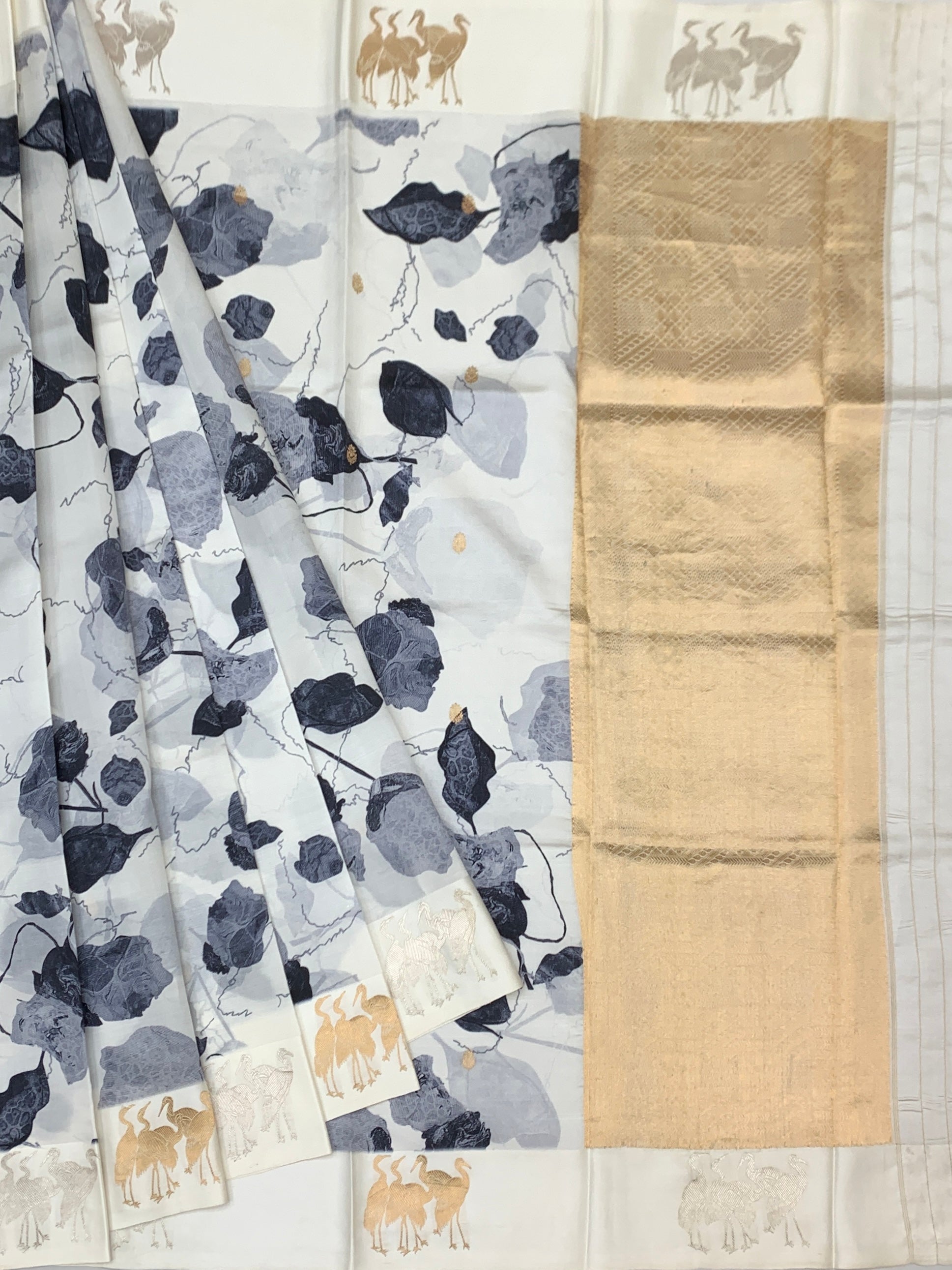 Digital Floral Printed Raw Mango Silk Saree