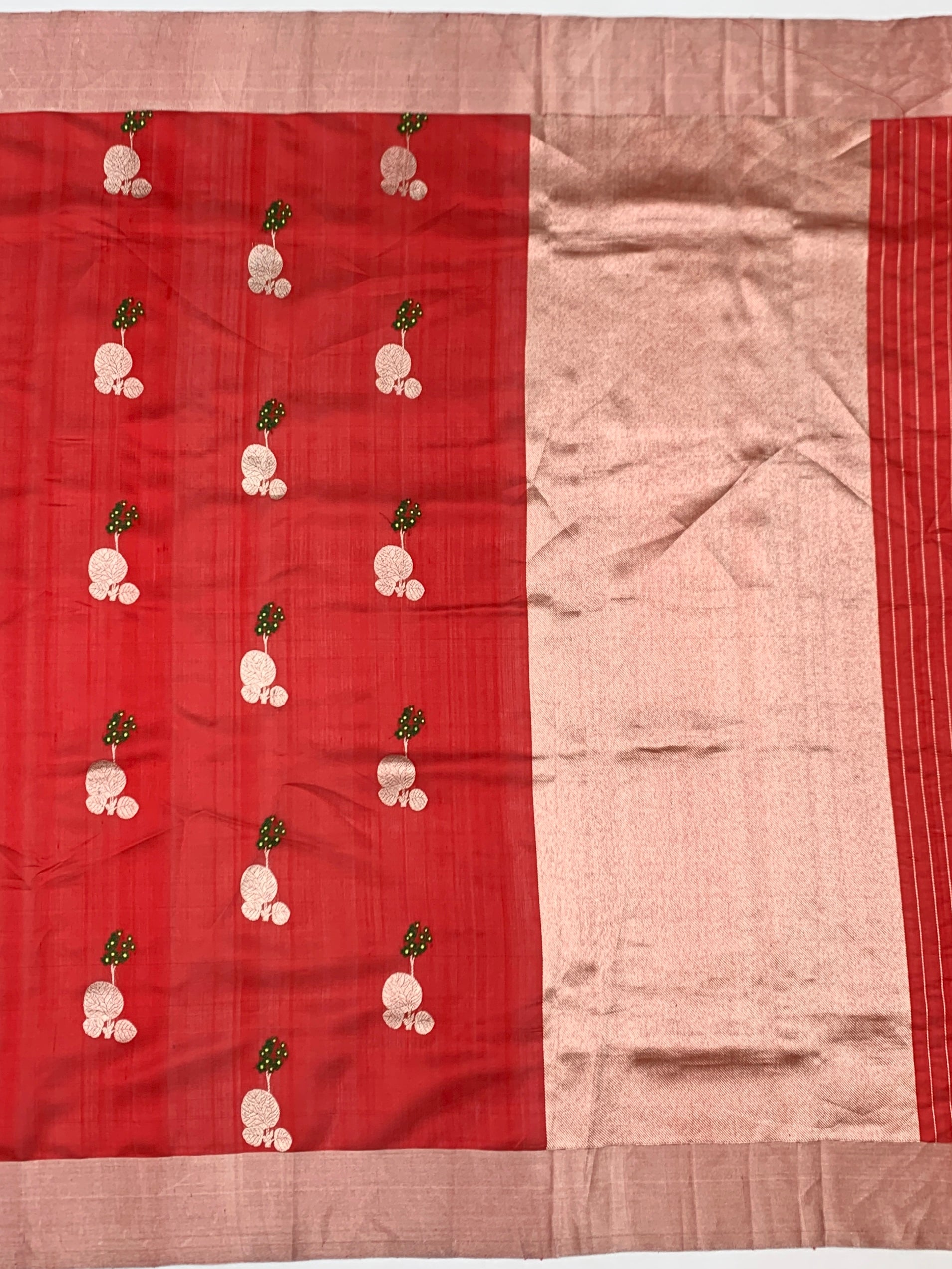 Red Chanderi Silk Saree with Gold Accents