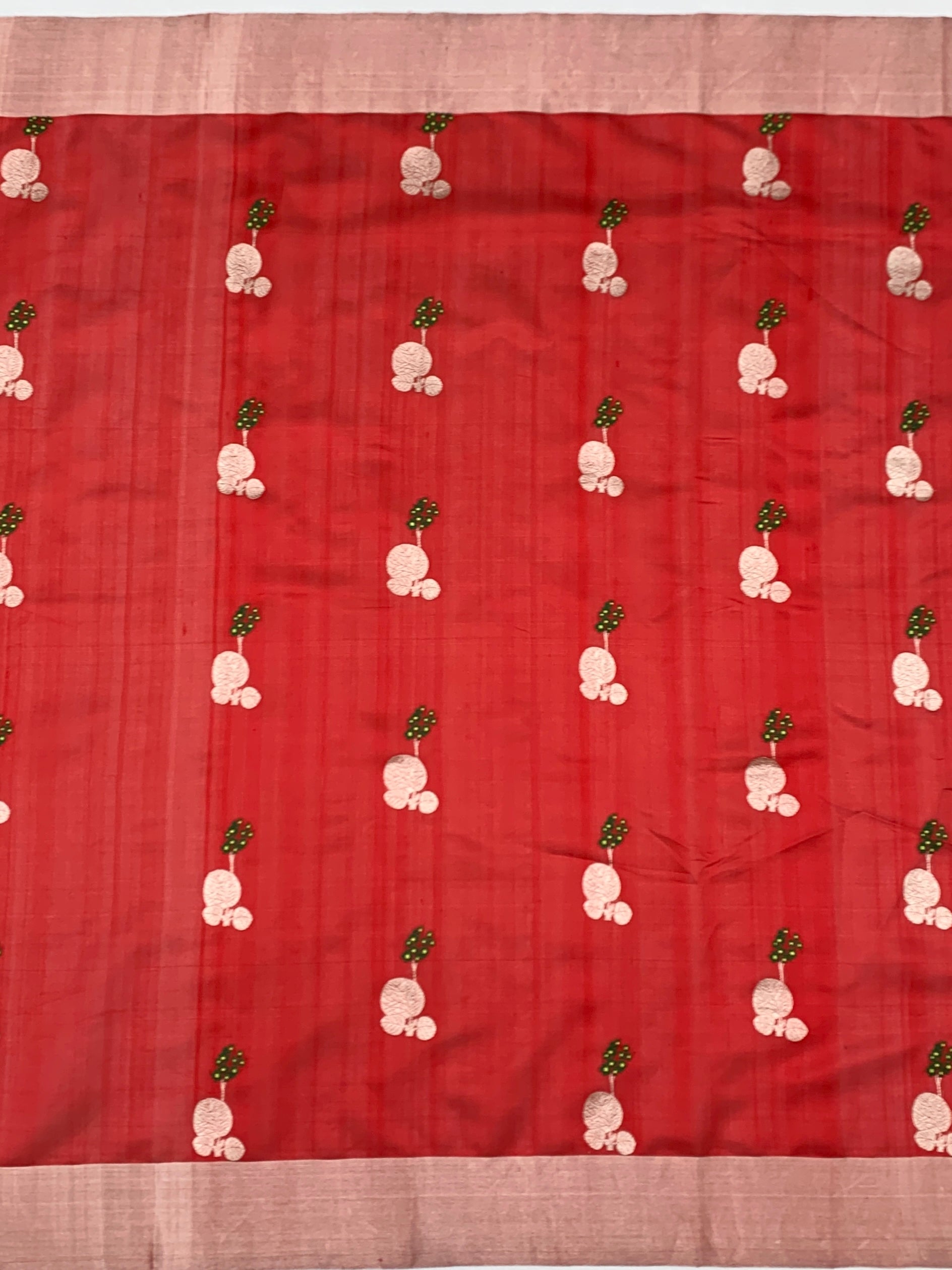 Red Chanderi Silk Saree with Gold Accents