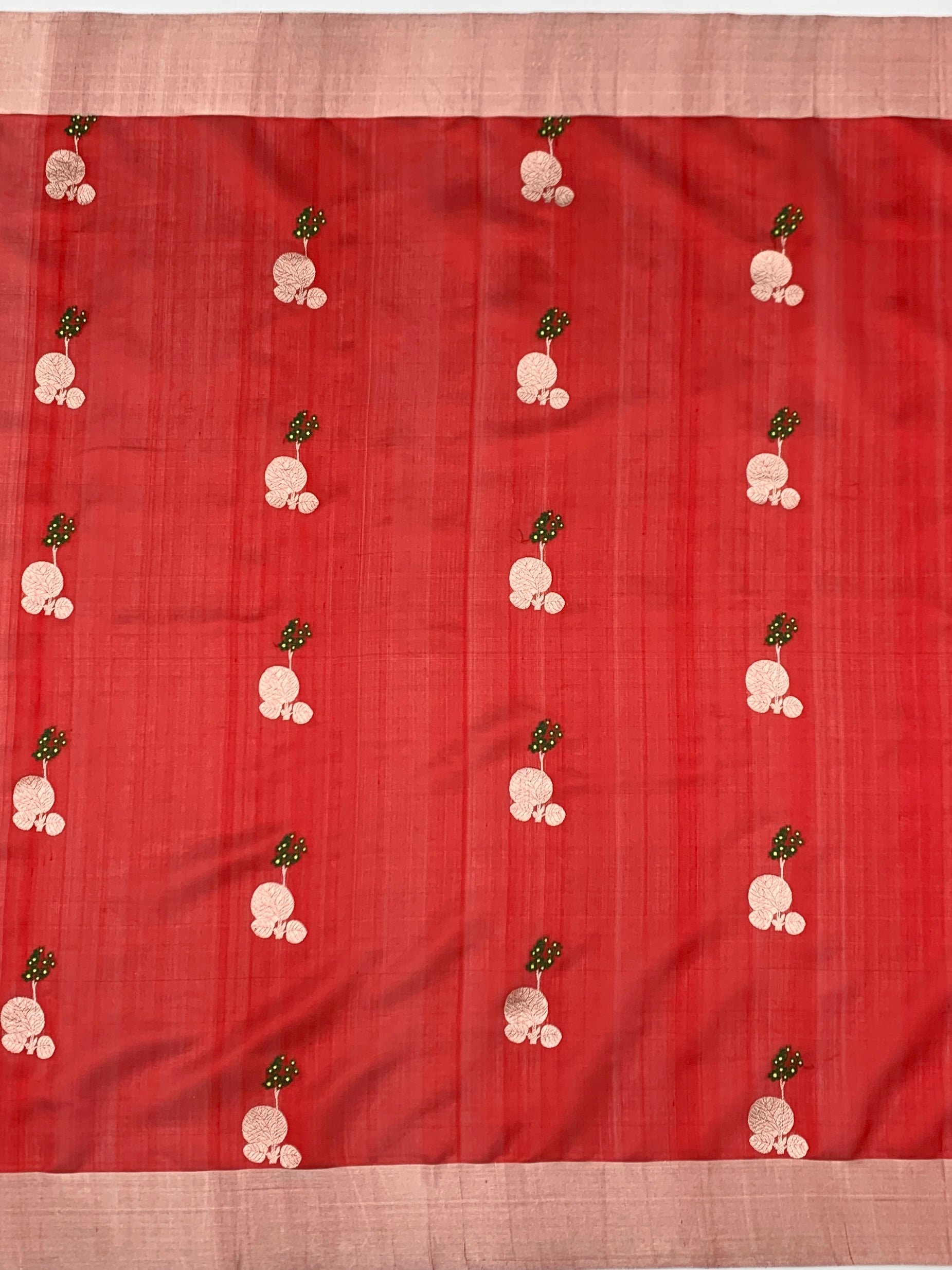 Red Chanderi Silk Saree with Gold Accents