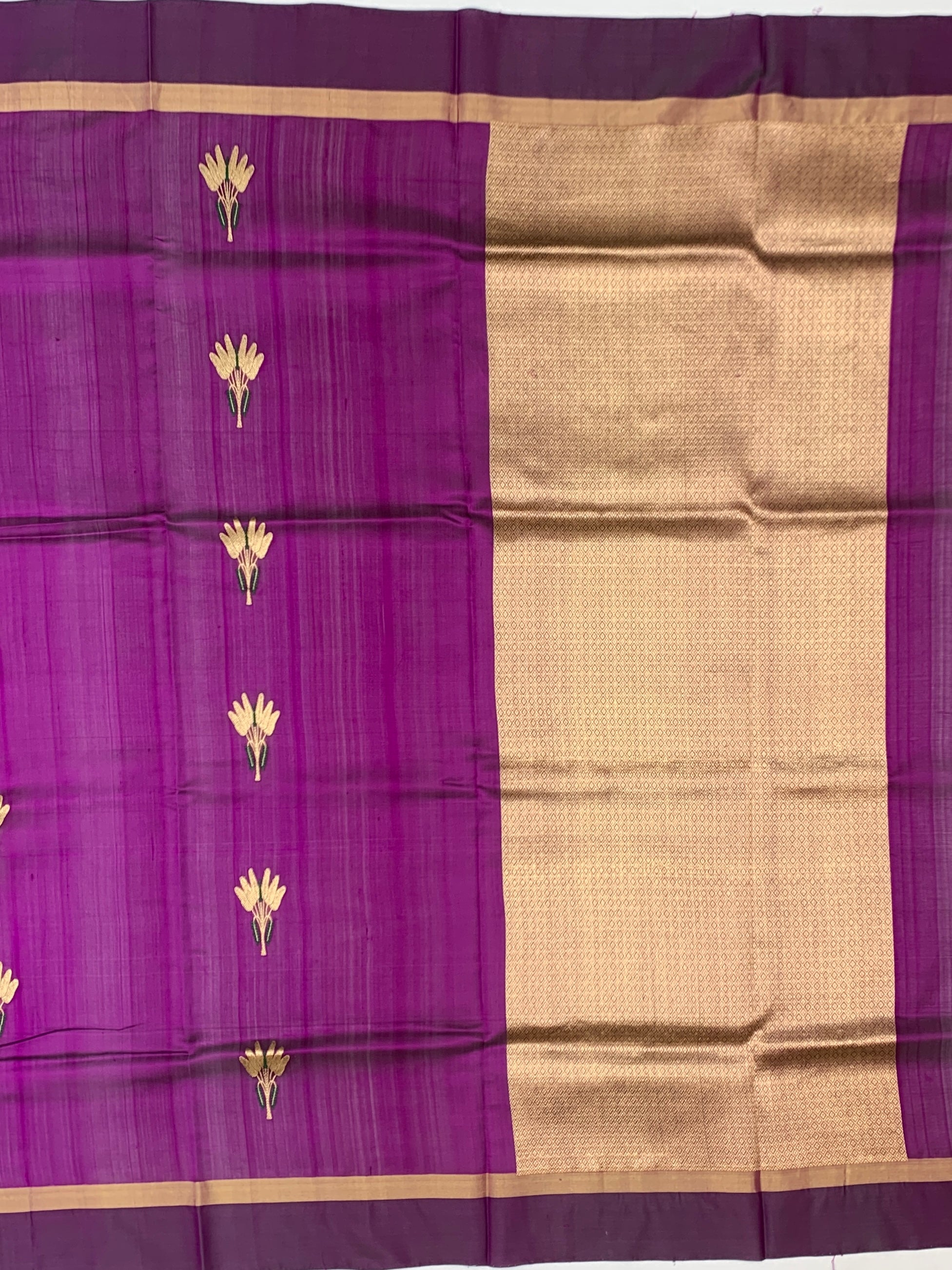 Regal Purple Chanderi Silk Saree with Gold Floral Motifs