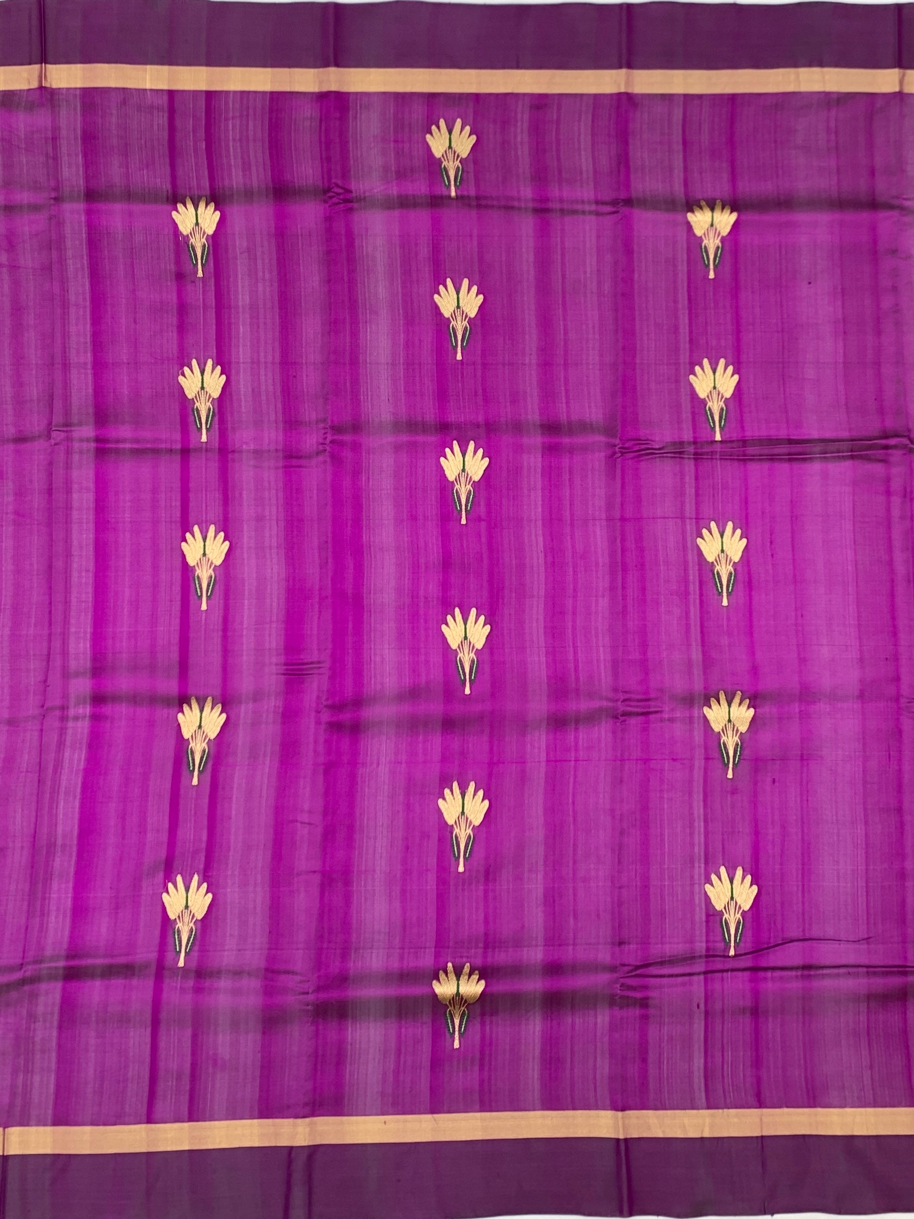 Regal Purple Chanderi Silk Saree with Gold Floral Motifs