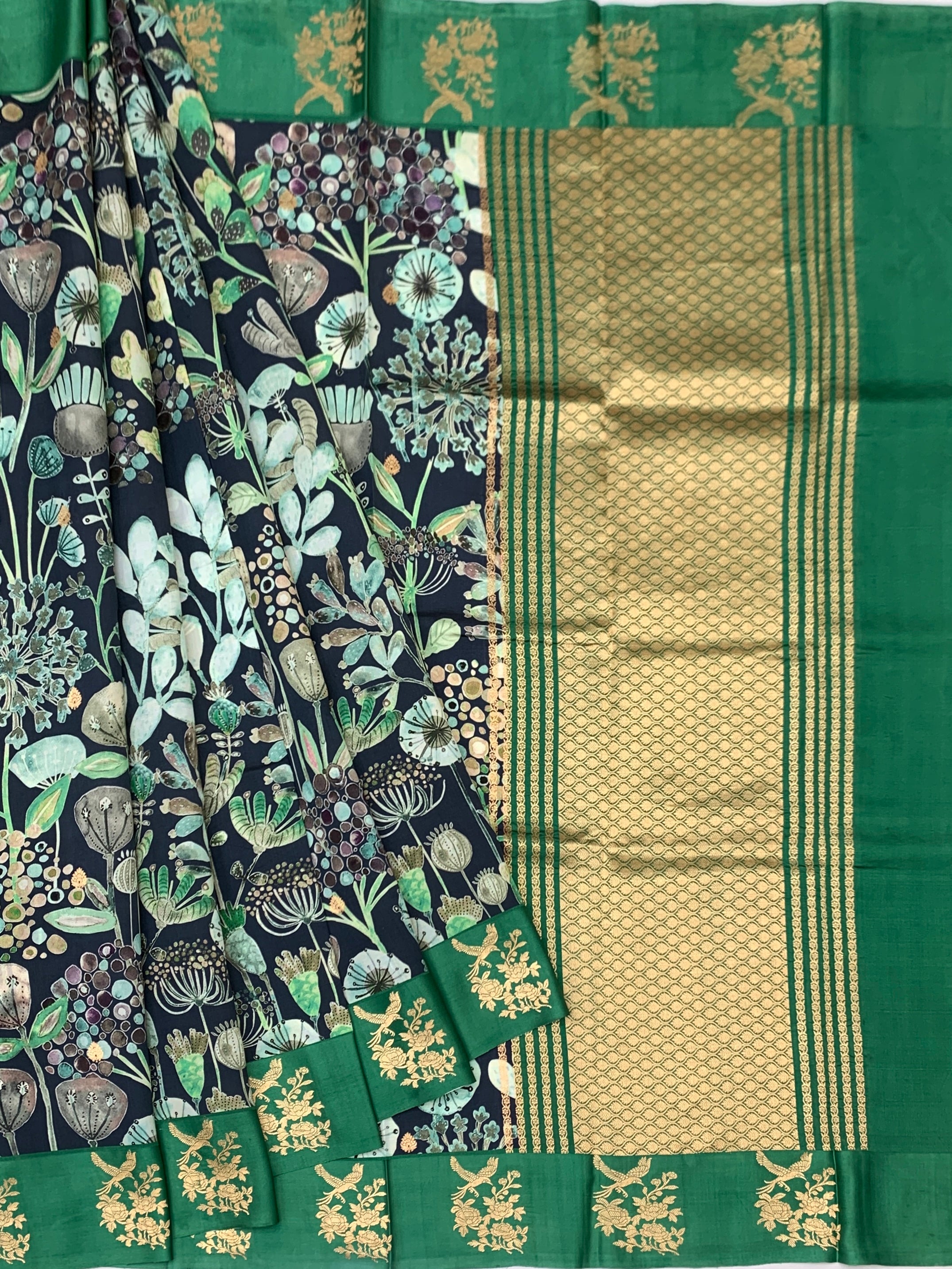 Digital Printed Raw Mango Silk Saree