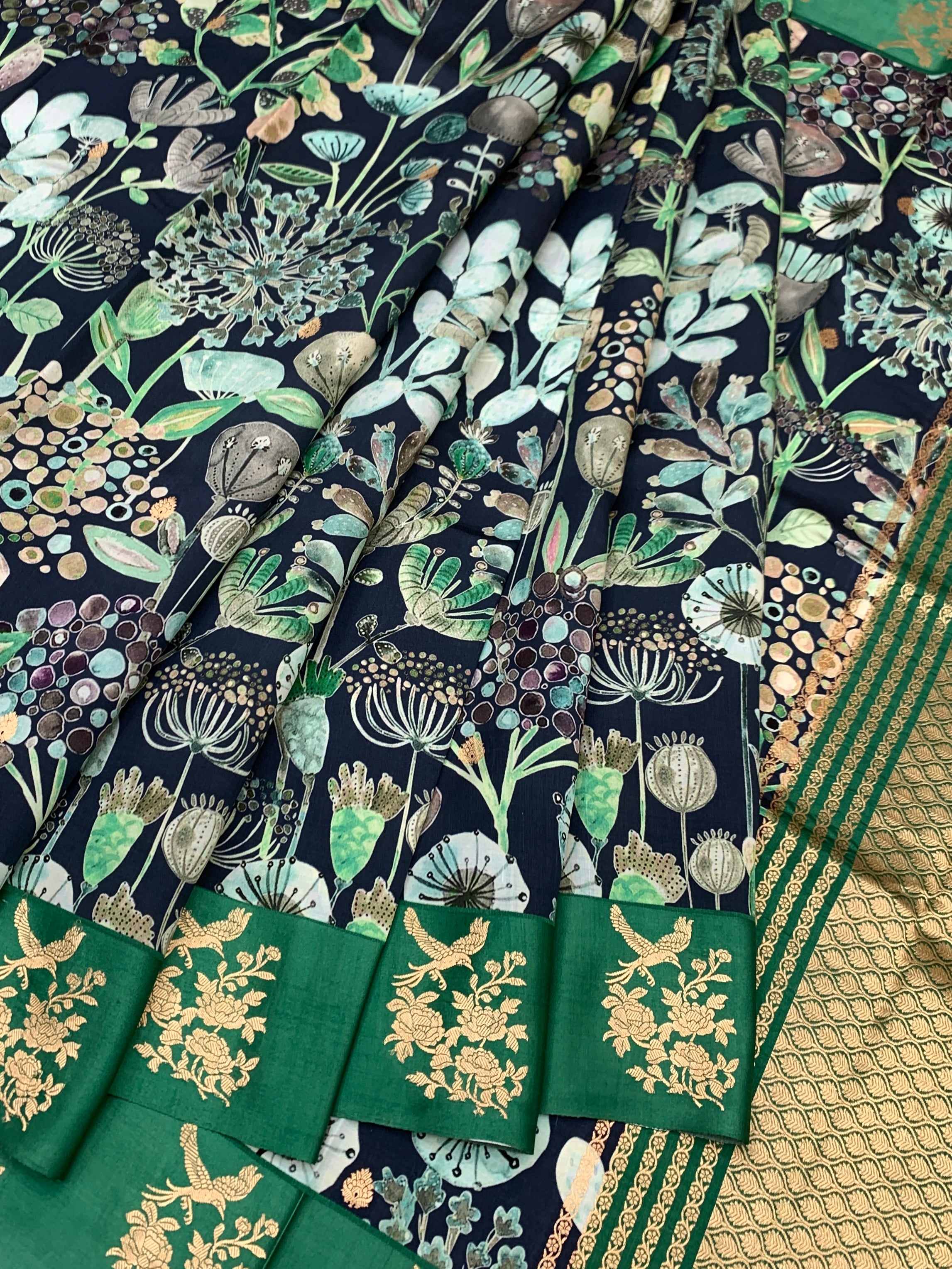 Digital Printed Raw Mango Silk Saree