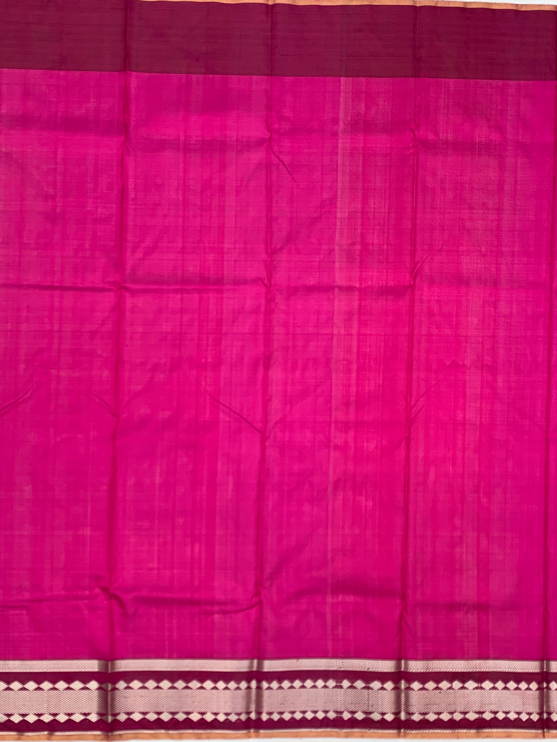 Elegant Pink Chanderi Silk Saree with Gold Floral Butis