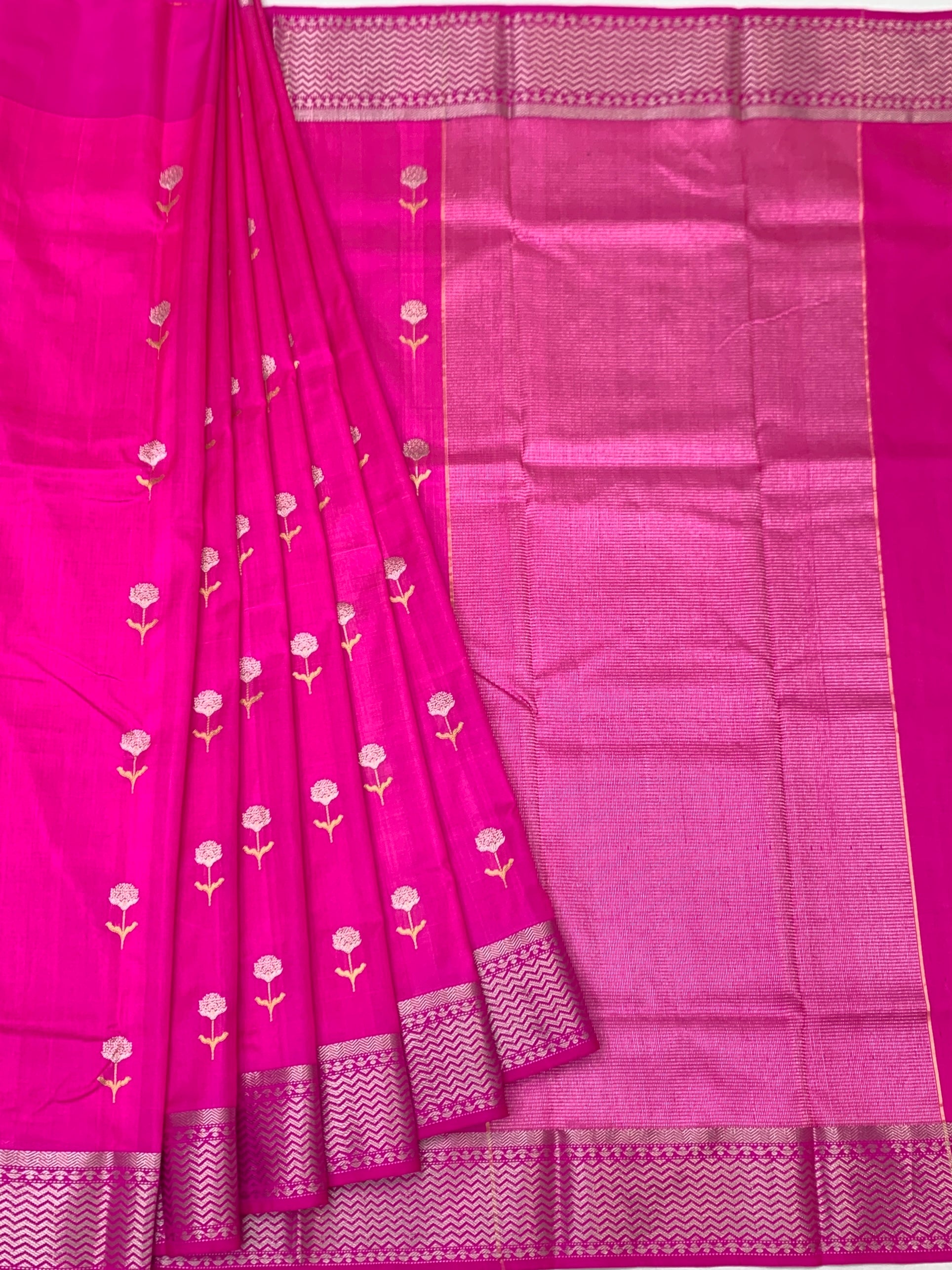 Rani Pink Chanderi Silk Saree