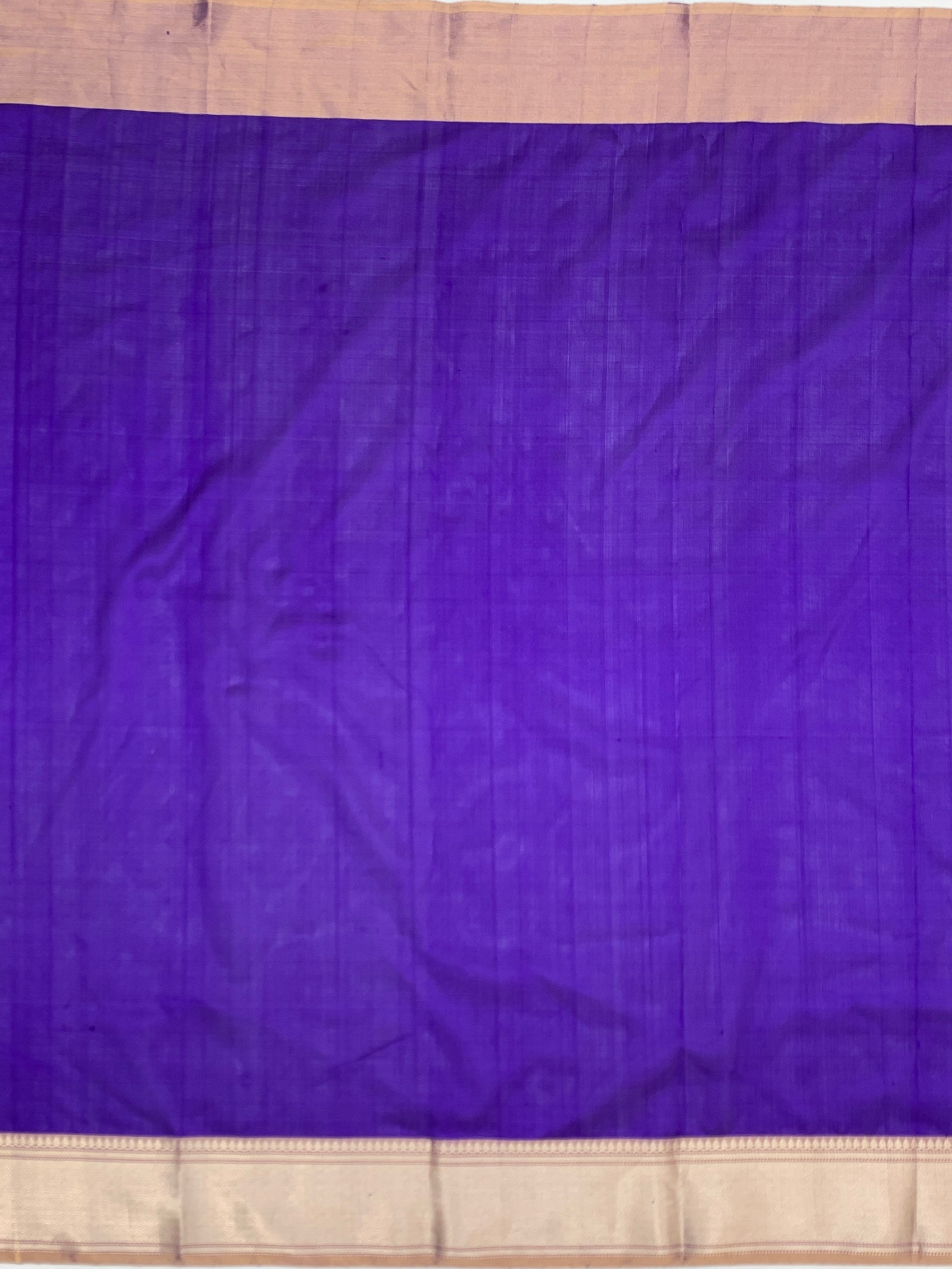 Deep Violet Chanderi Silk Saree with Pichwai-Inspired Butis