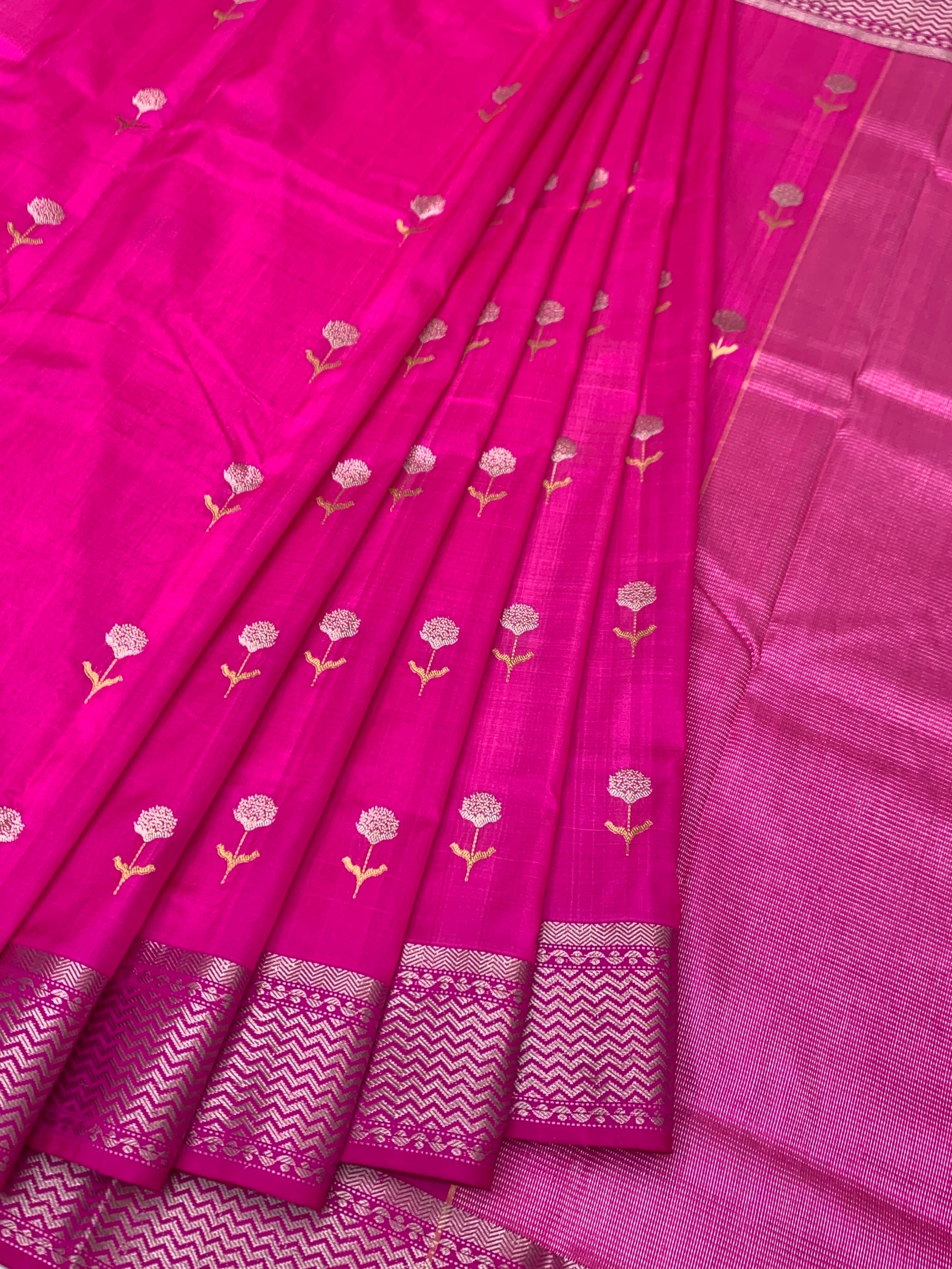 Rani Pink Chanderi Silk Saree