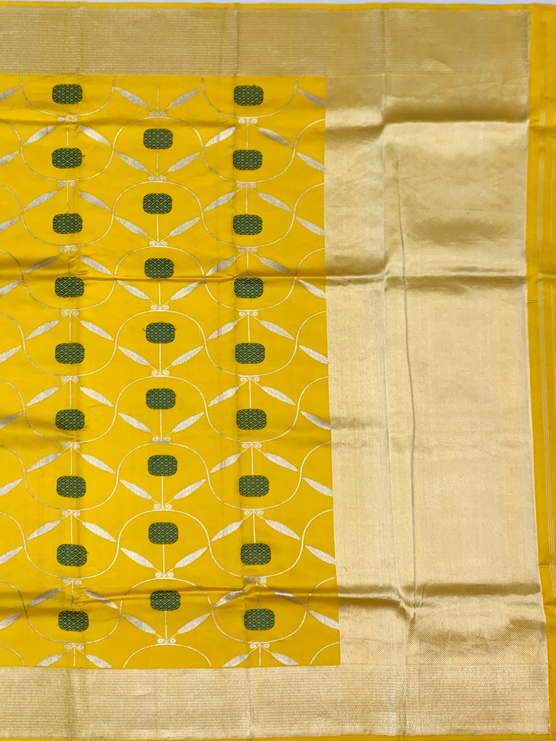 Radiant Yellow Chanderi Silk Saree with Elegant Floral Butis