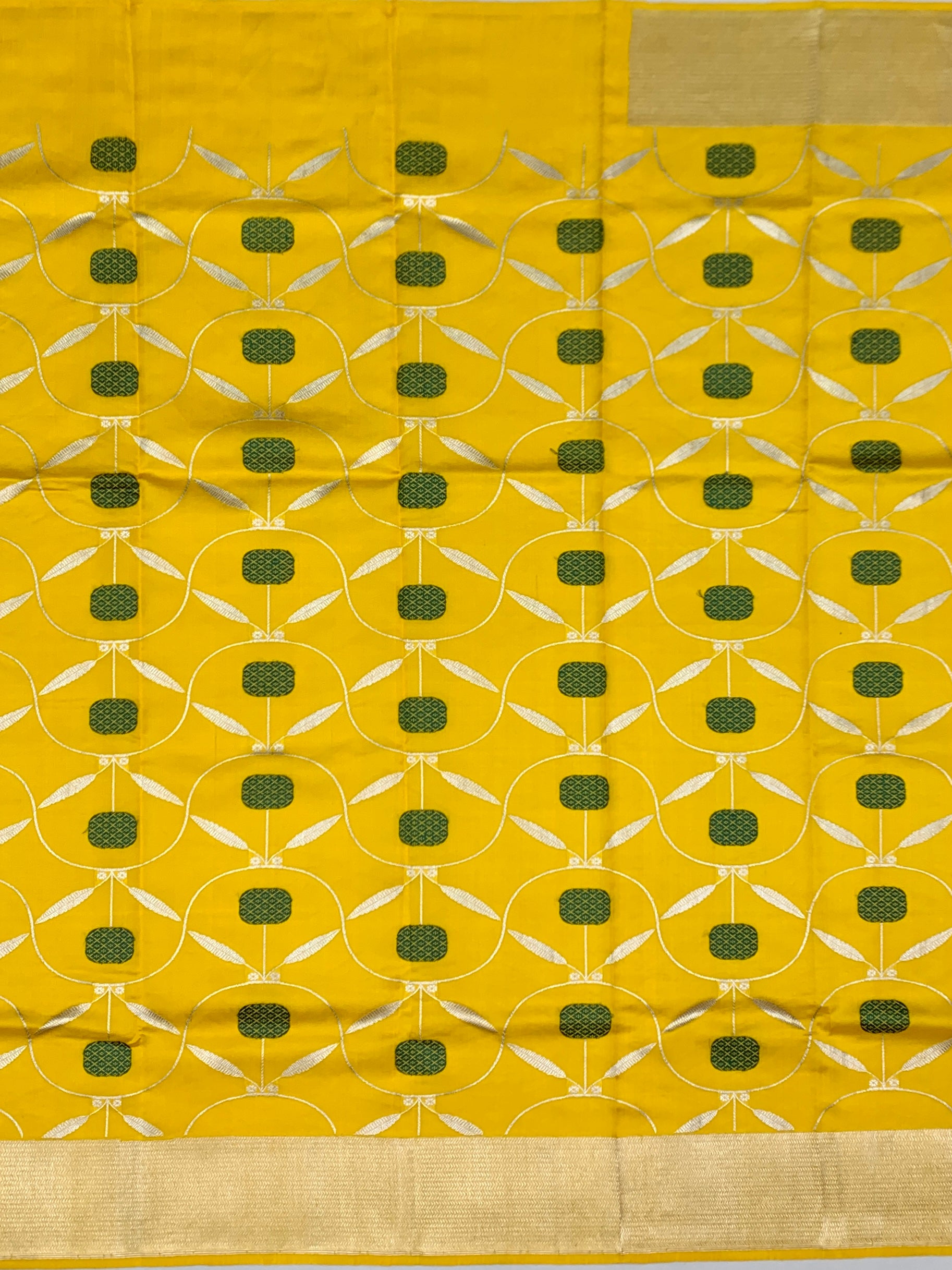 Radiant Yellow Chanderi Silk Saree with Elegant Floral Butis