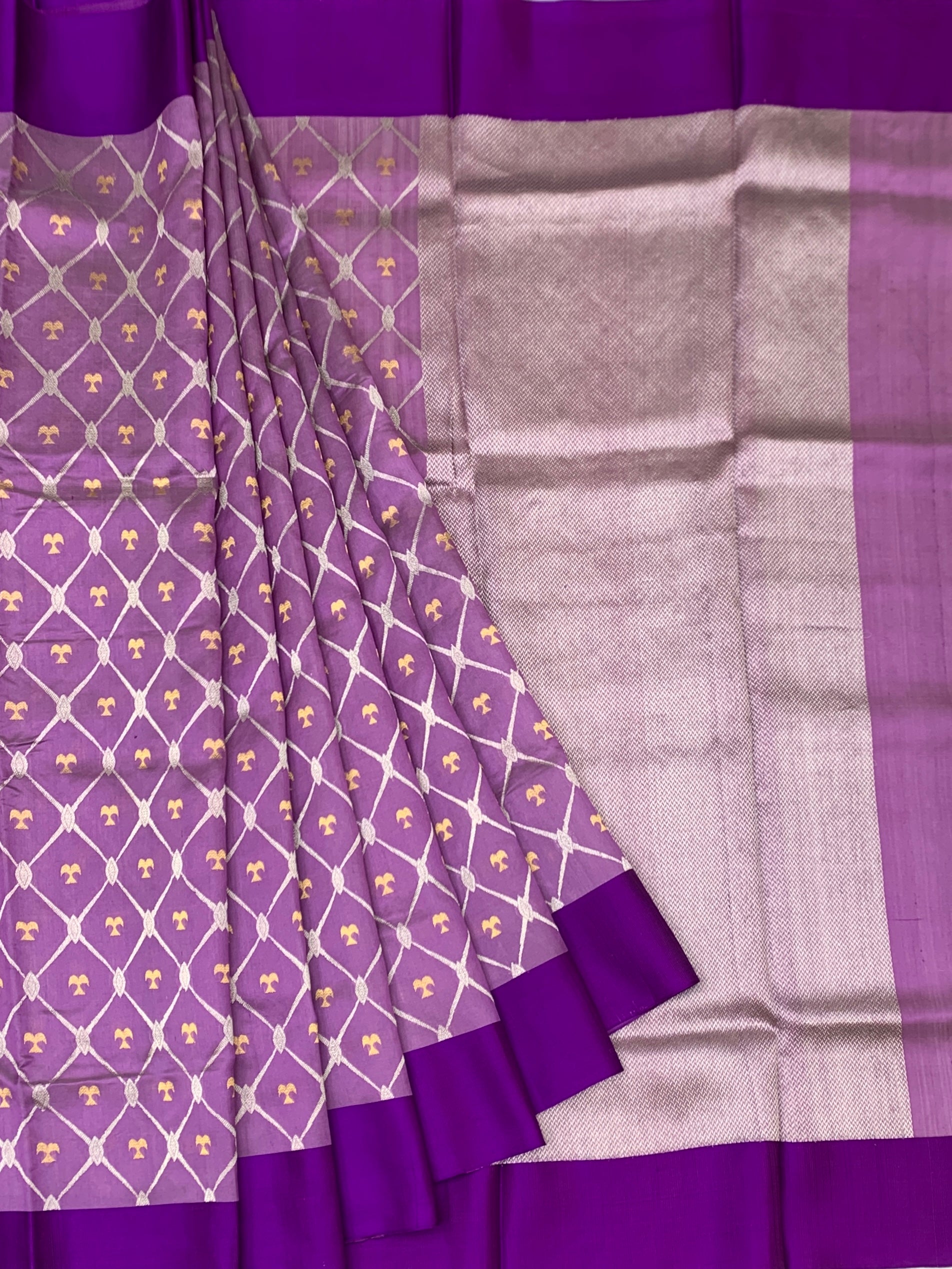 Exquisite Lilac & Royal Purple Chanderi Silk Saree