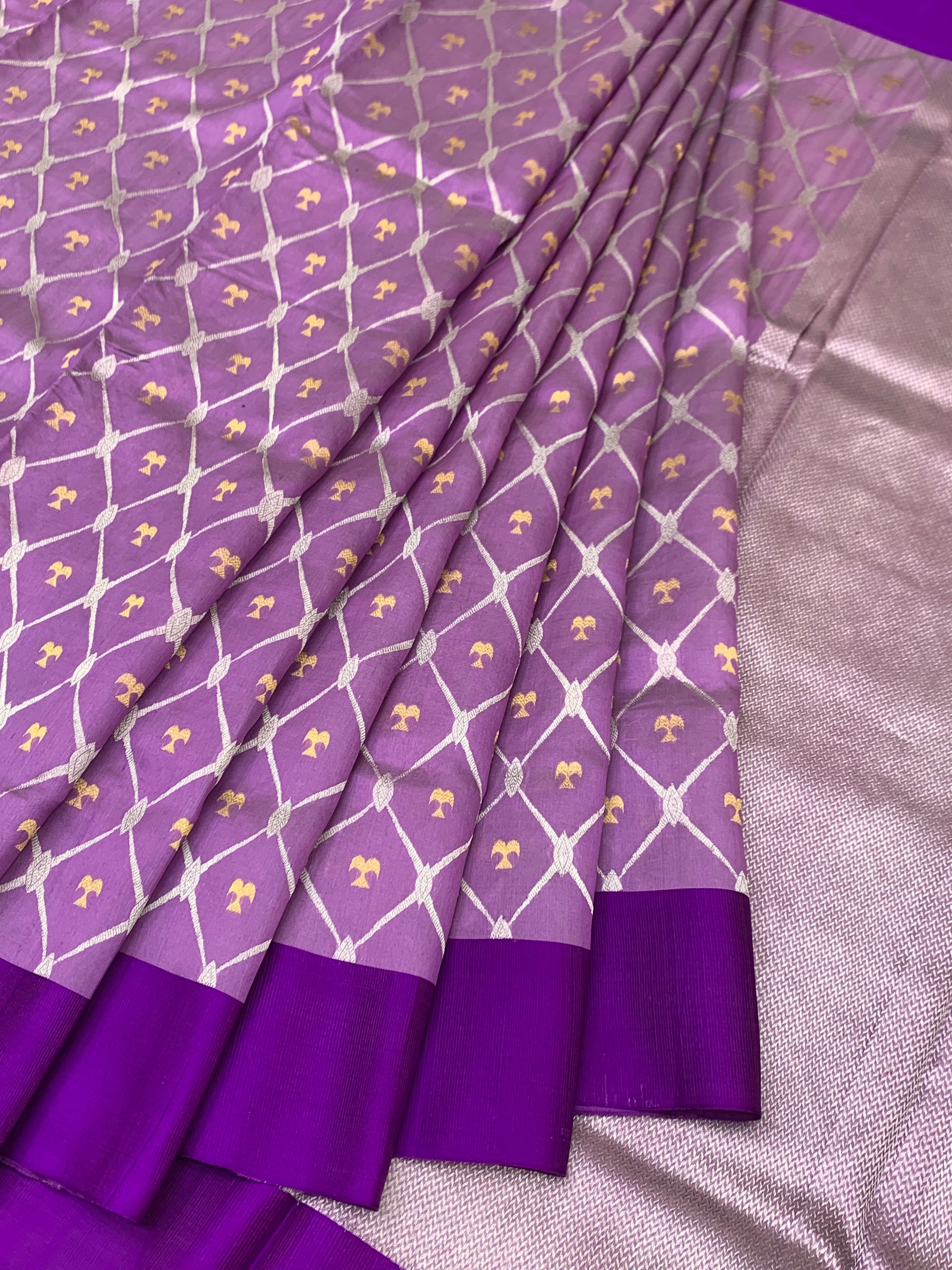 Exquisite Lilac & Royal Purple Chanderi Silk Saree