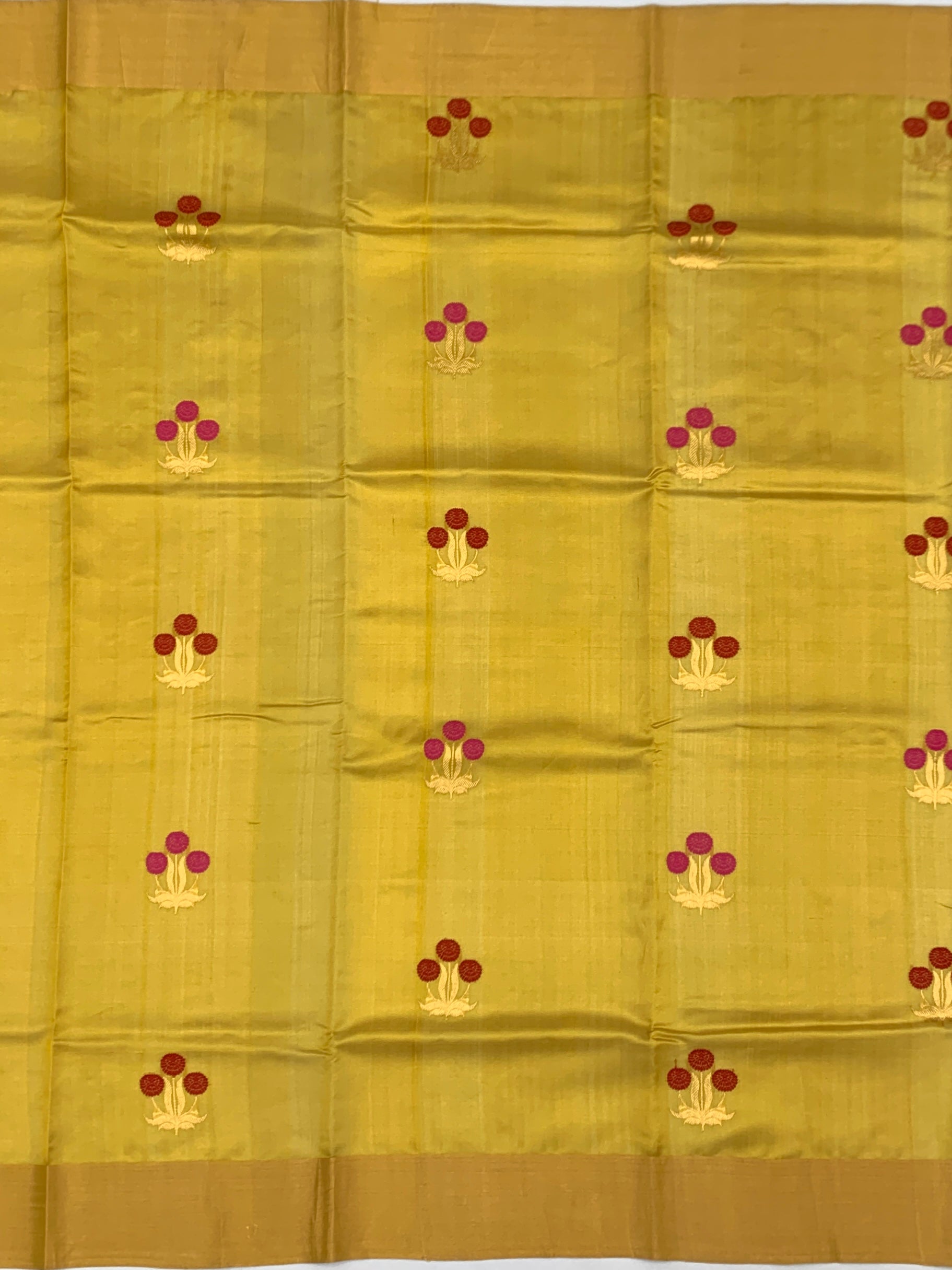 Mustard Chanderi Silk Saree with Floral Butas