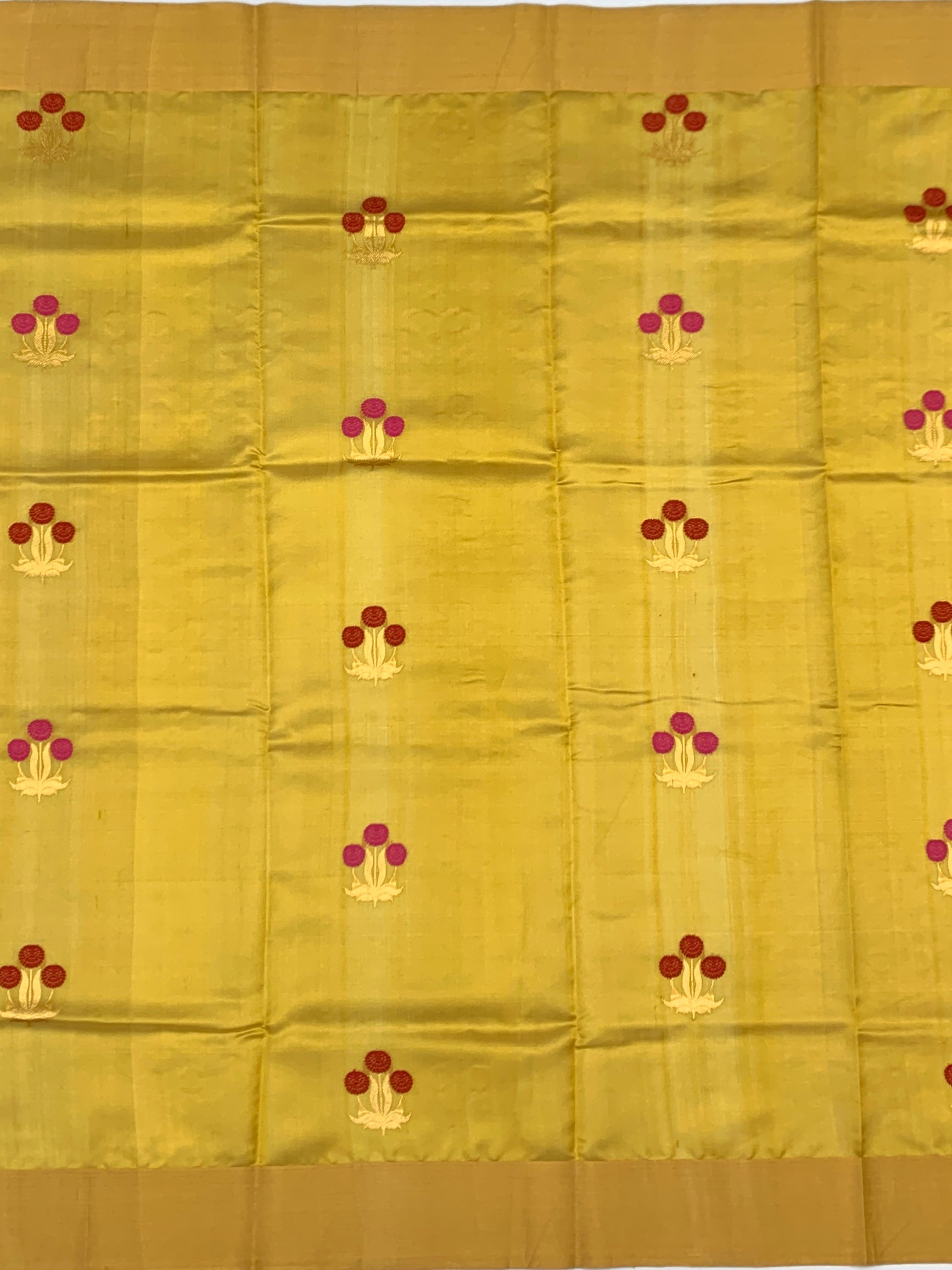 Mustard Chanderi Silk Saree with Floral Butas