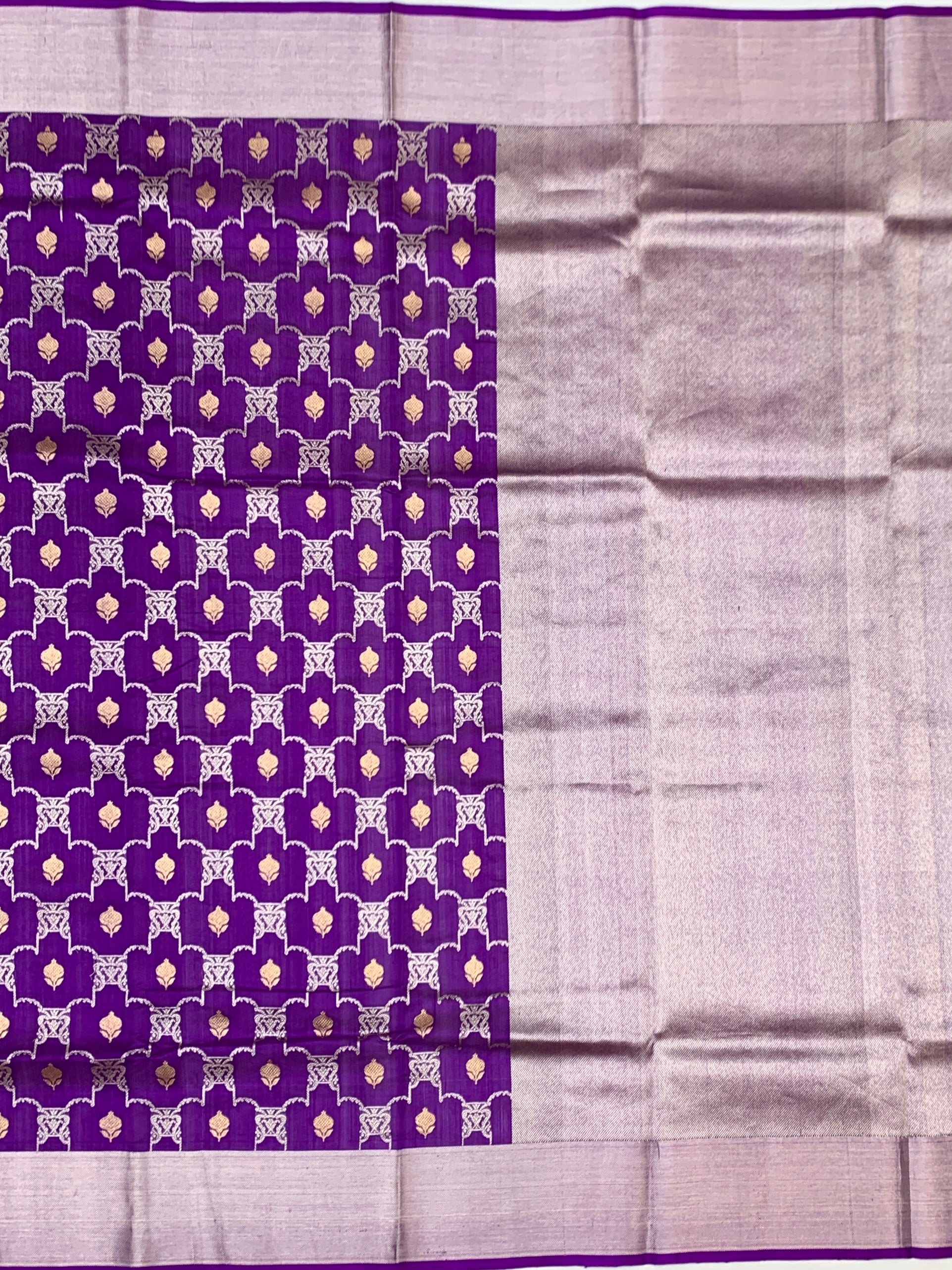 Royal Purple Chanderi Silk Saree with Geometric Butti