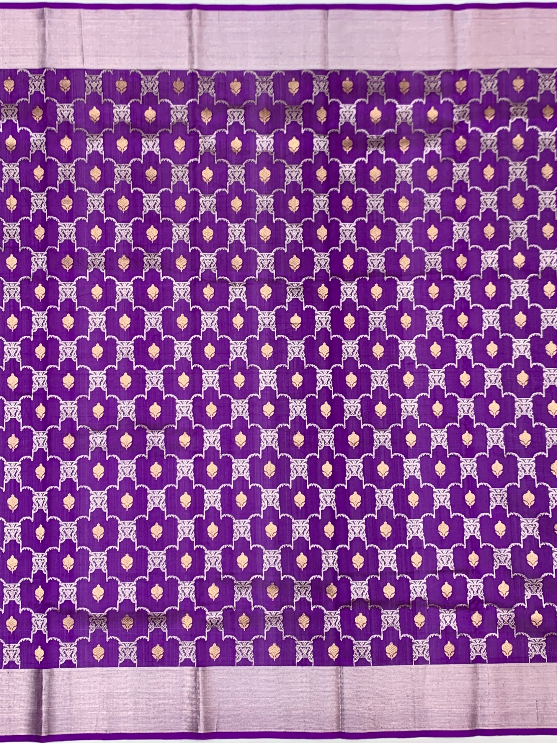 Royal Purple Chanderi Silk Saree with Geometric Butti