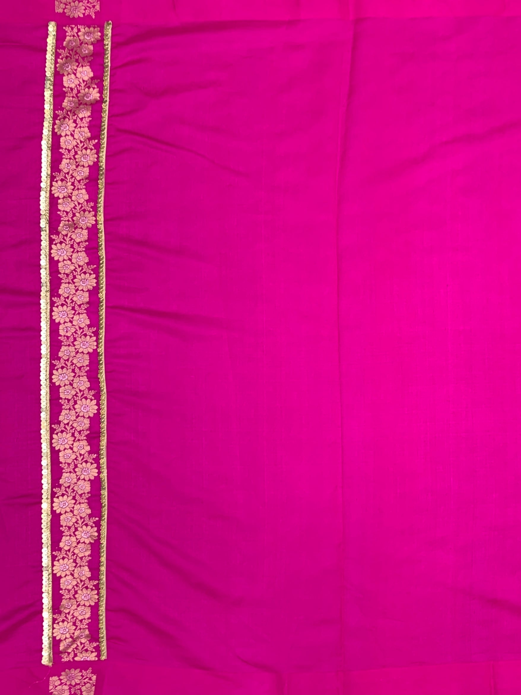 Vibrant Rani Pink Fusion Chanderi Silk Saree with Sequin Border